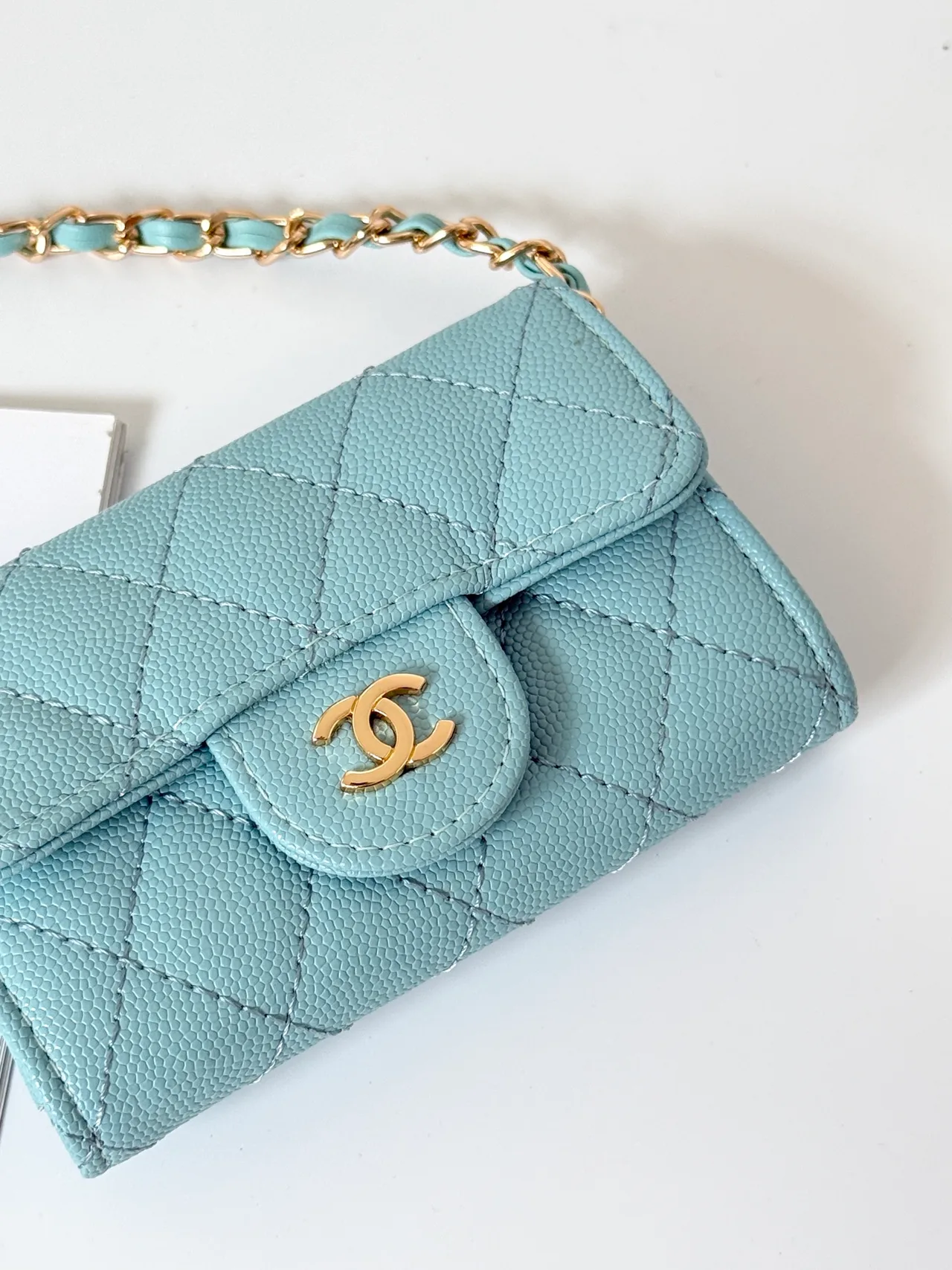 Chanel Quilted Wallet in Blue · view 4