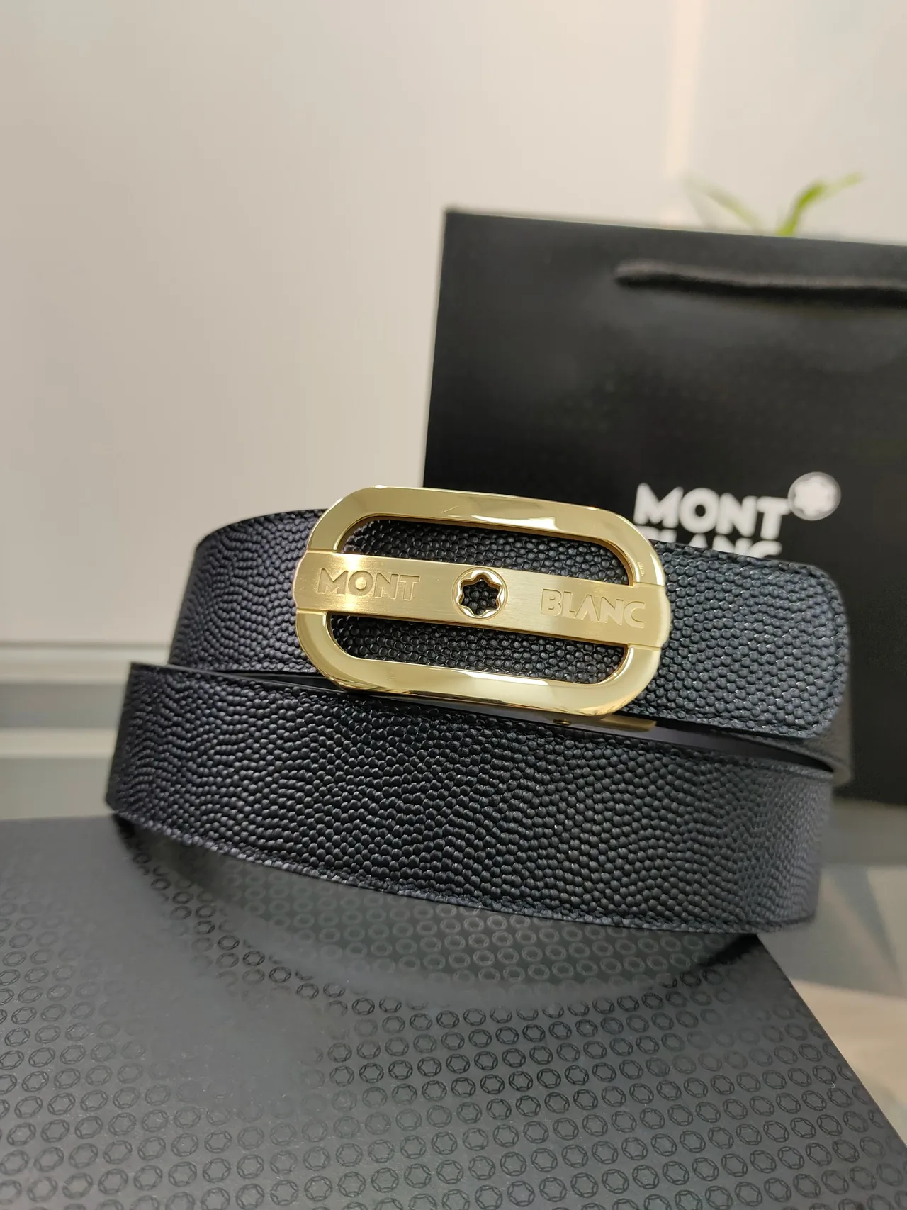 Montblanc Calfskin Belt in Black · view 2