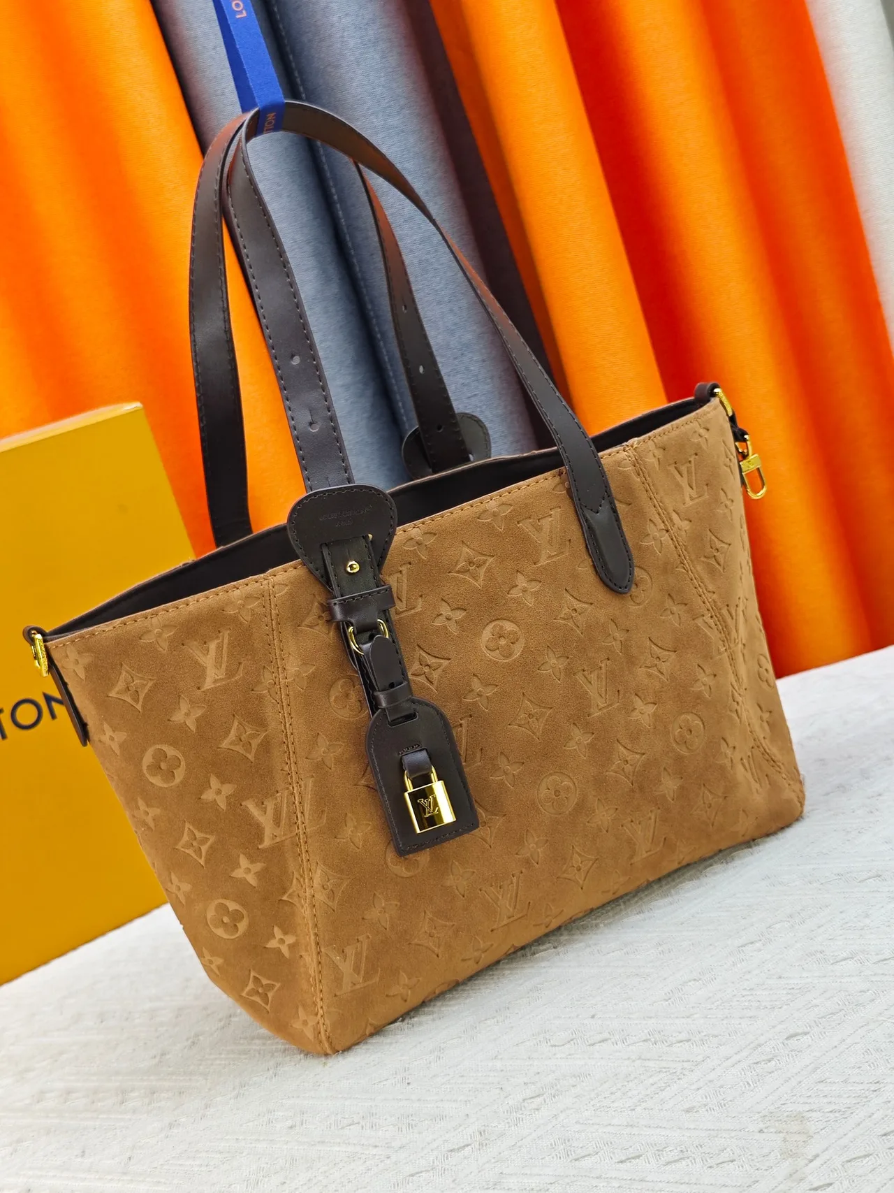 Louis Vuitton Cowhide Suede Monogram Tote in Tan · view 2