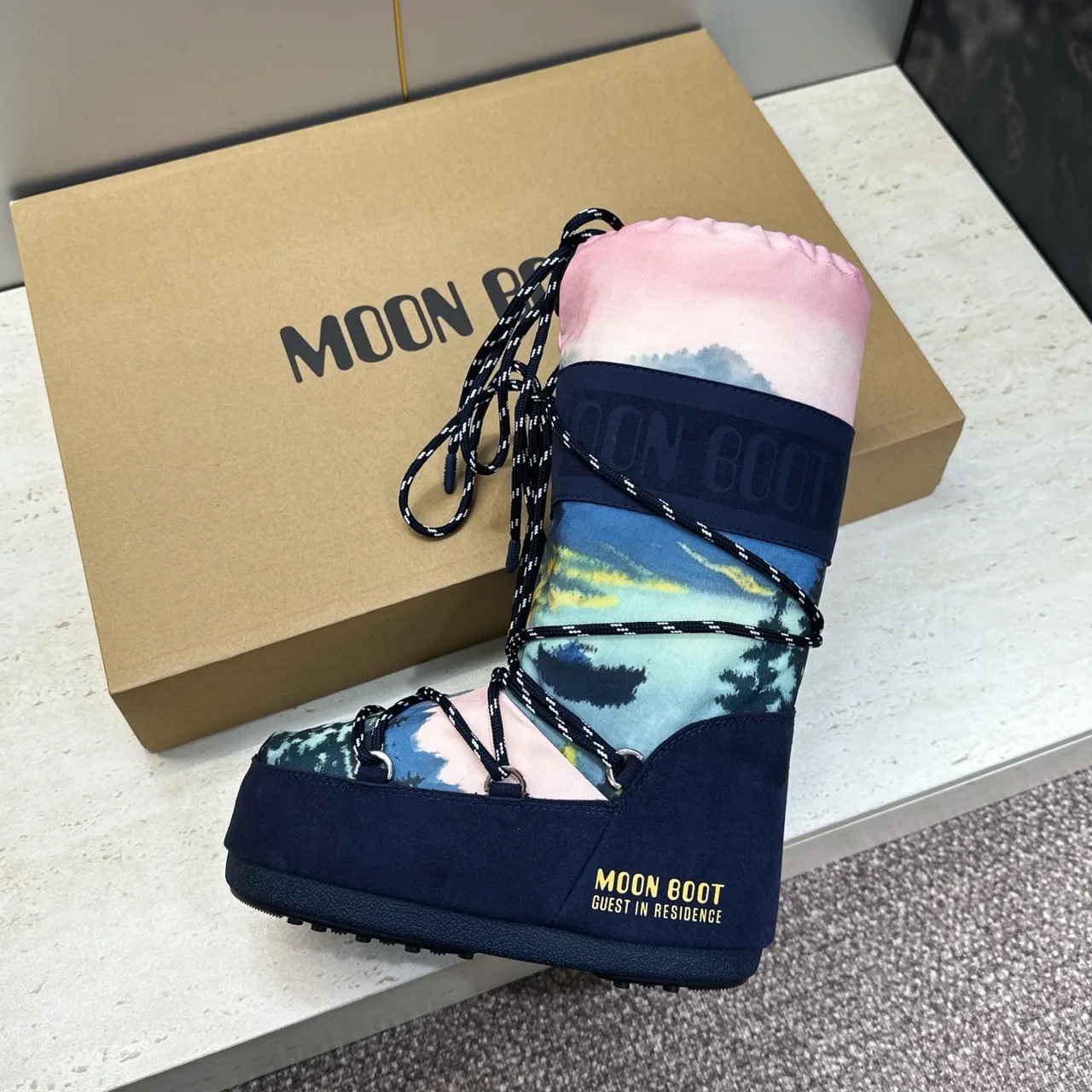 Moon Boot Lace-Up Snow Boots in Blue · view 5
