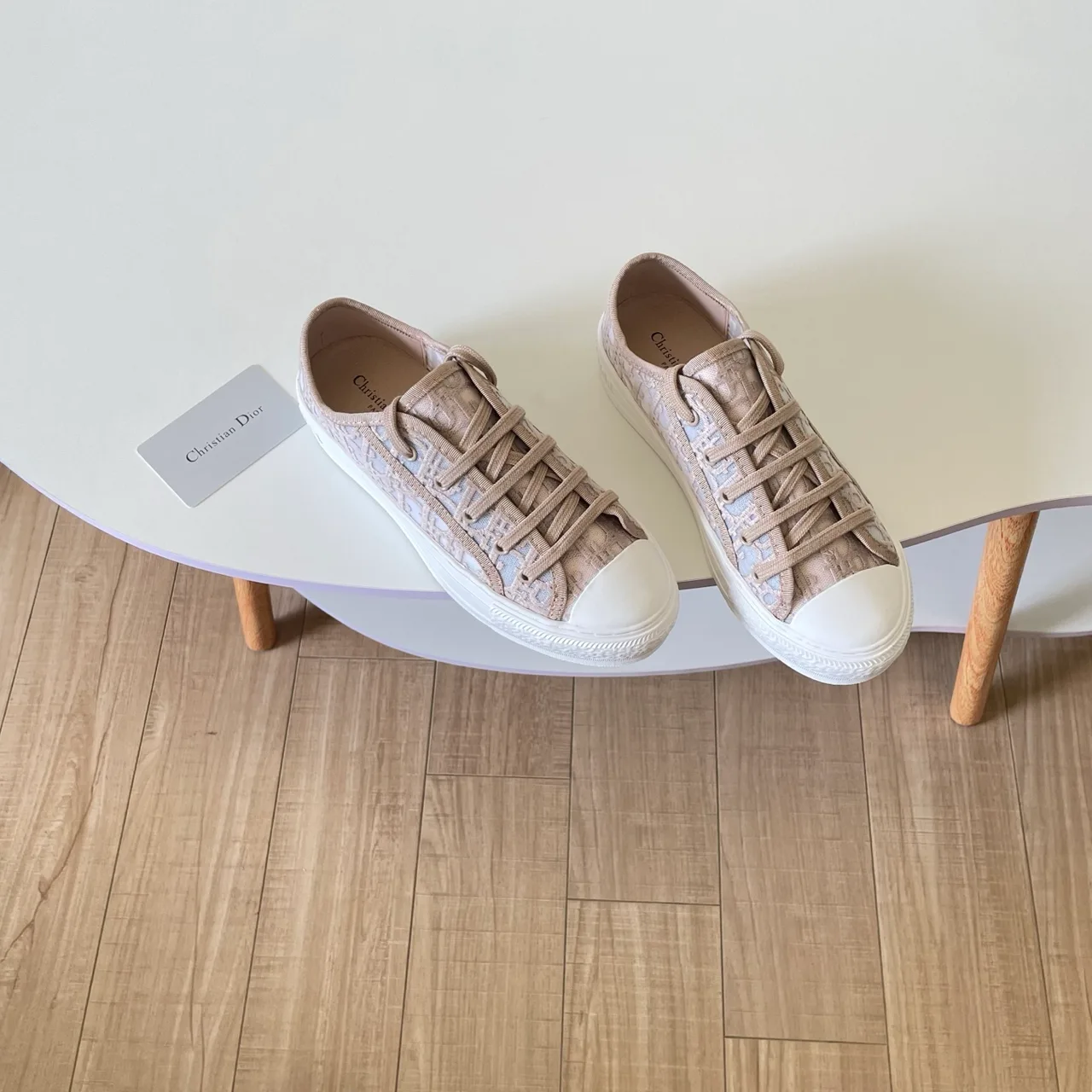 Dior Leather Smooth Sneakers in Beige · view 3