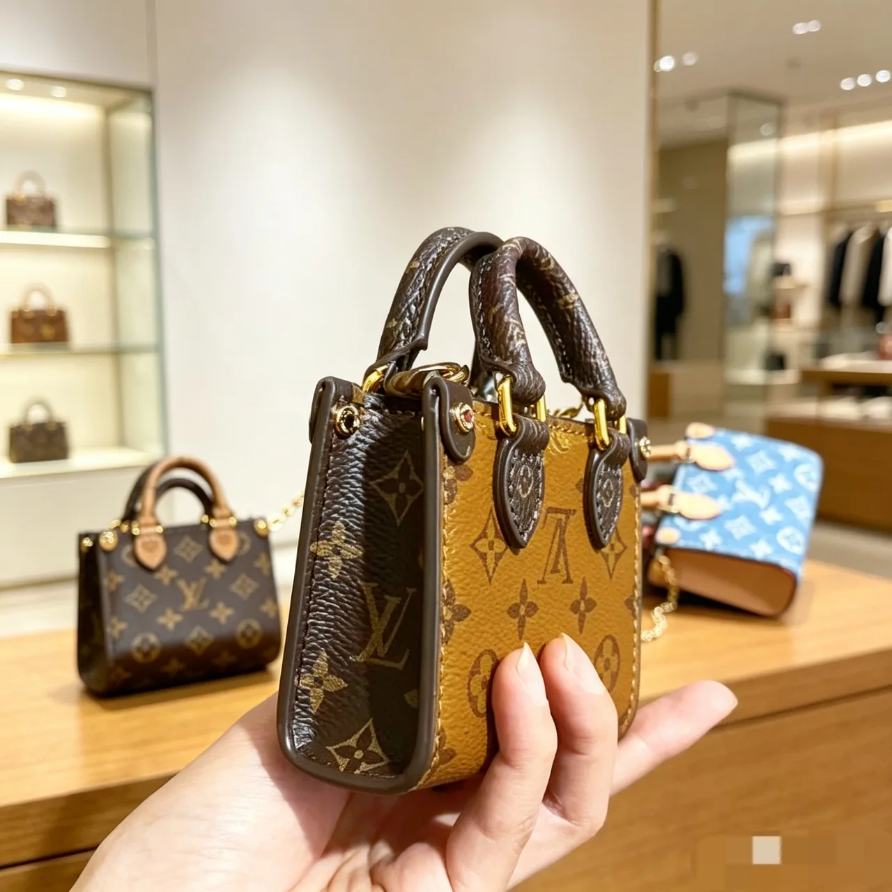 Louis Vuitton On My Side Mini Bag in Blue & Brown & Tan · view 2