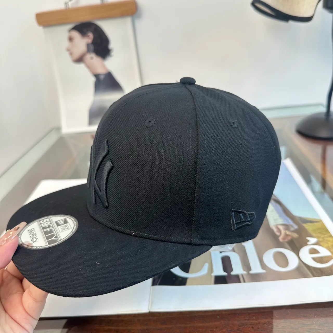New Era Embroidered Baseball Cap in Black · view 7
