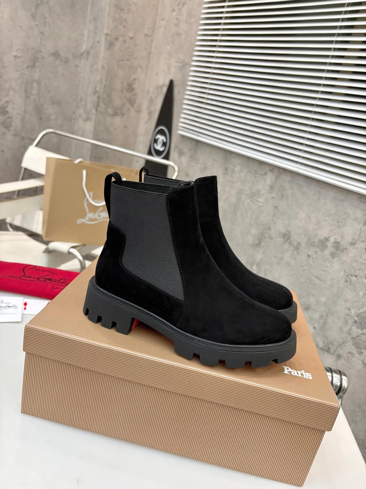 Christian Louboutin Chelsea Boots in Black & Brown & Grey · view 1
