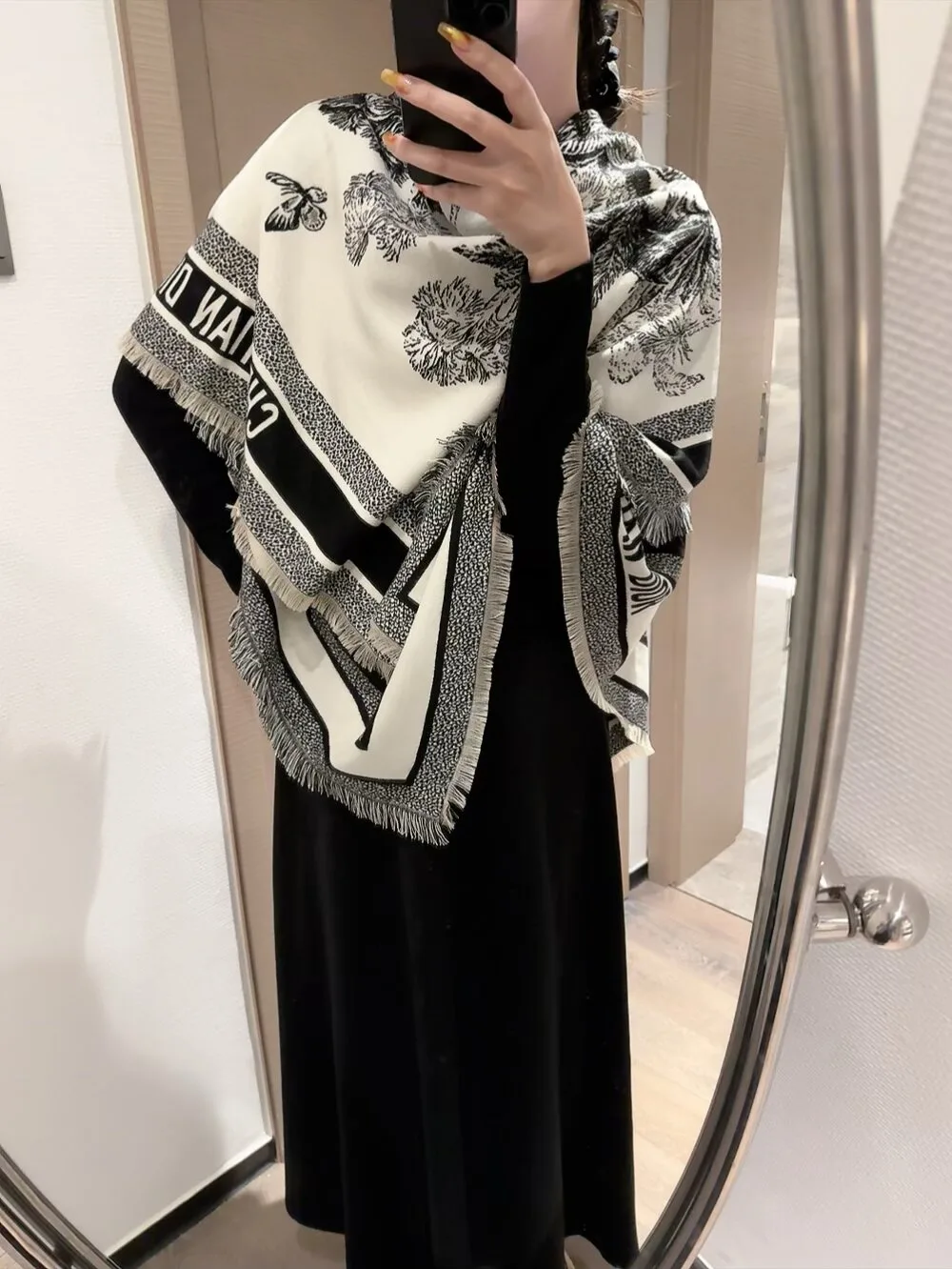 Dior Toile Square Scarf in Brown / White · view 7