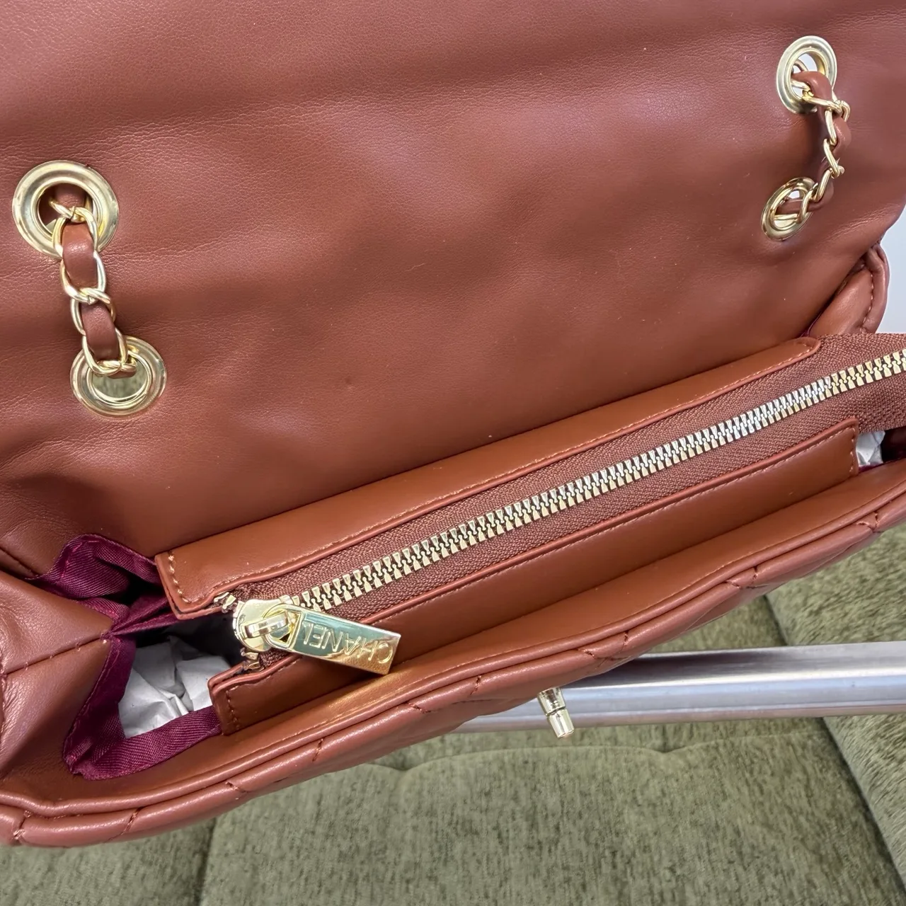 Chanel Quilted Chain Flap Bag in Burgundy & Black & Brown & White & Beige & Pink & Red · view 5