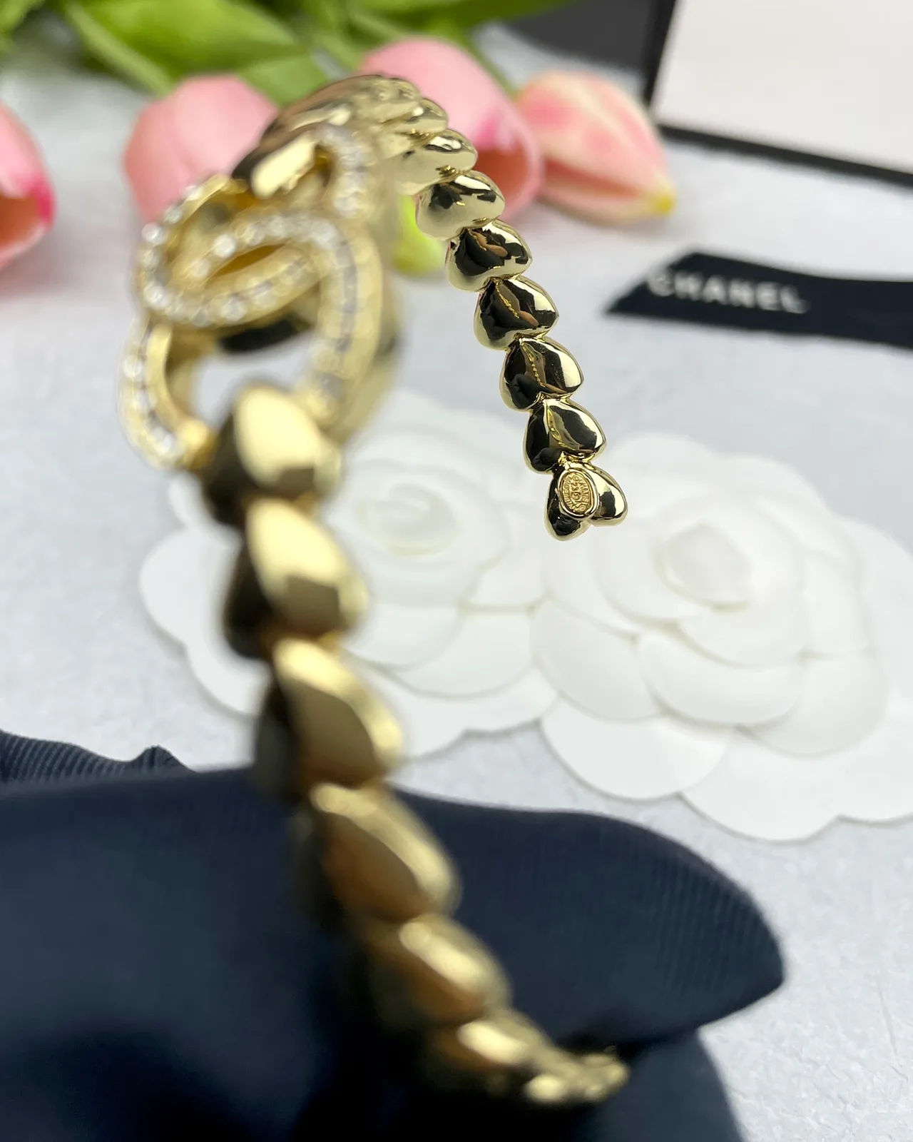 Chanel Open Cuff Bracelet in Gold · view 3