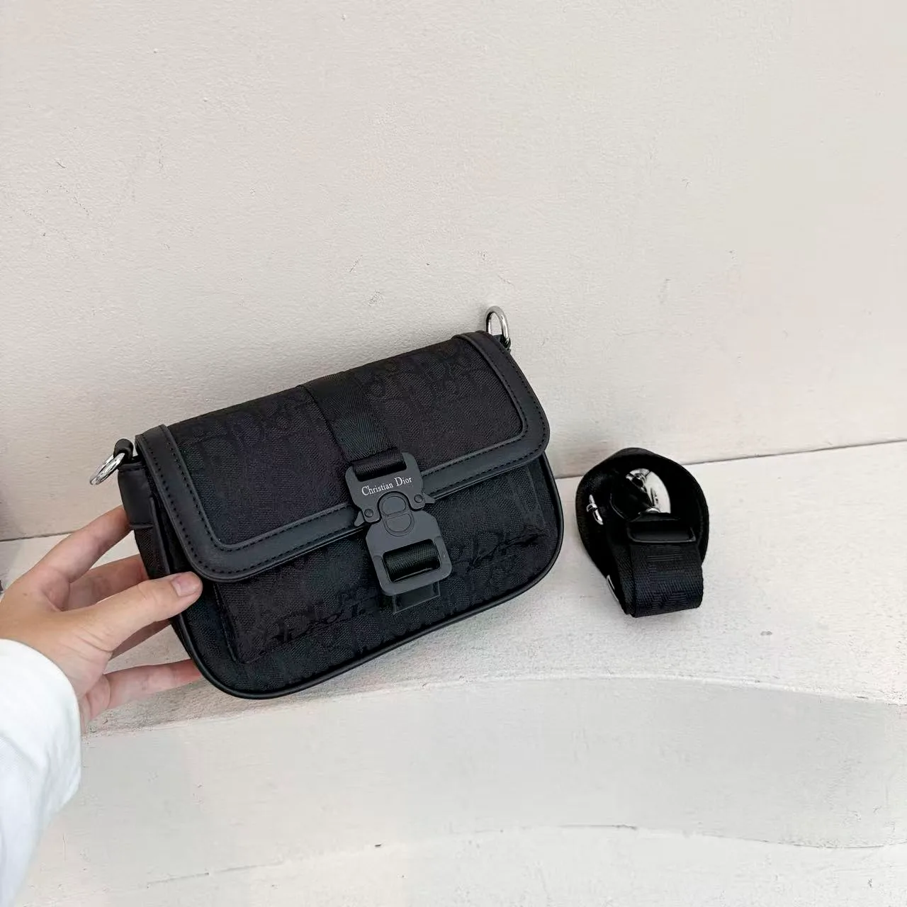 Dior Flap Crossbody Bag in Black & Grey & Blue · view 1