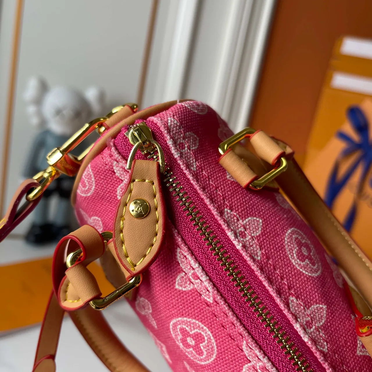 Louis Vuitton Cowhide Canvas Top-Handle Bag in Pink · view 7