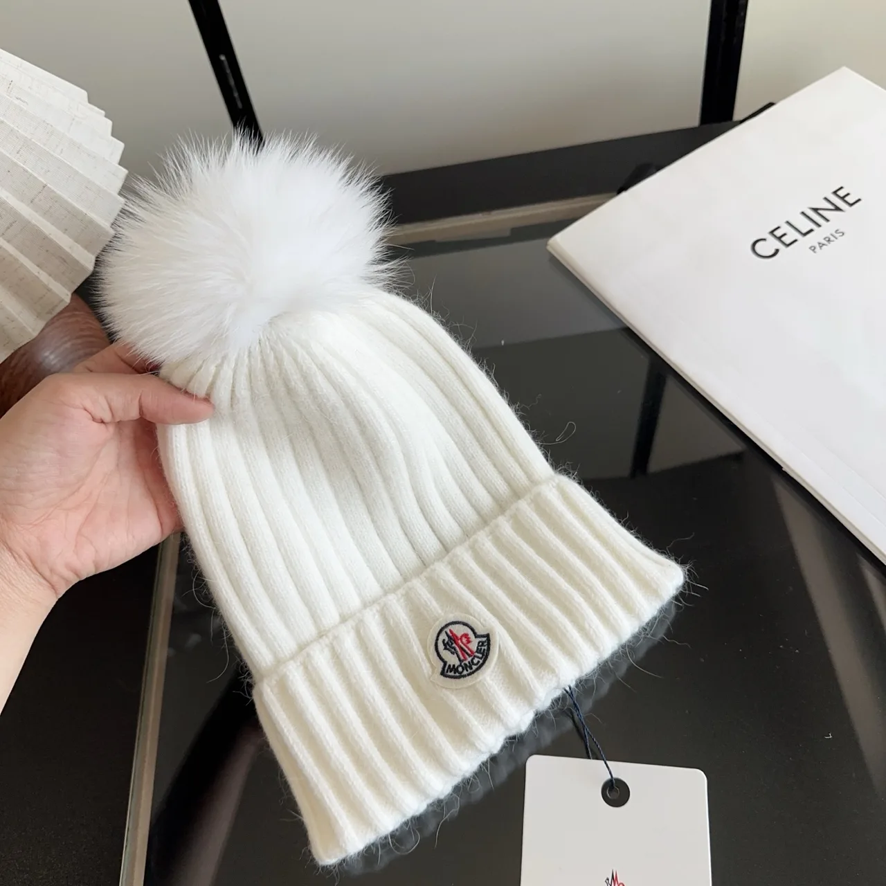 Moncler Beanie in White · view 5