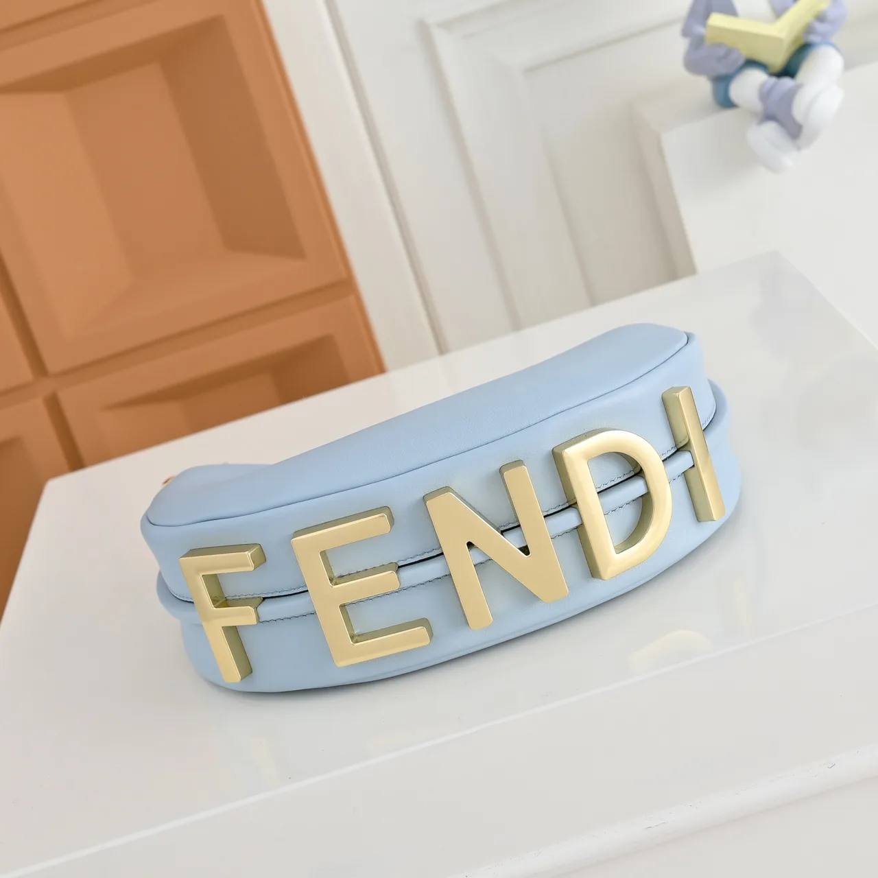 Fendi Smooth Crescent Shoulder Bag in Blue · view 5