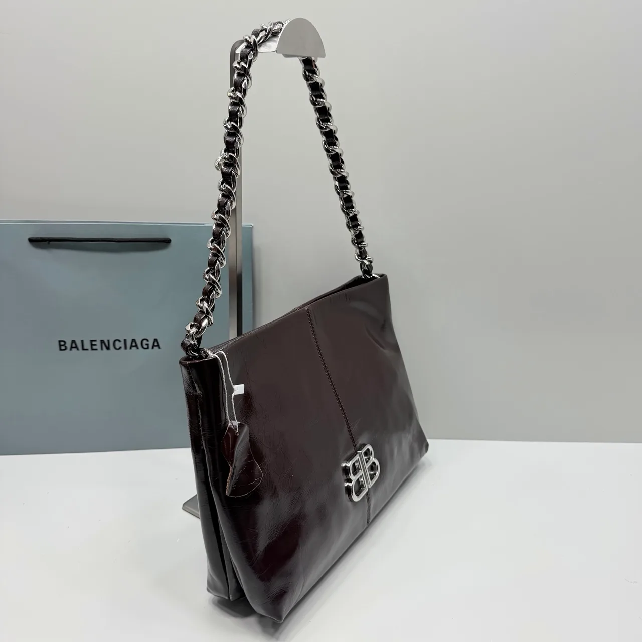 Balenciaga Cowhide Glossy Hobo Bag in Brown · view 3