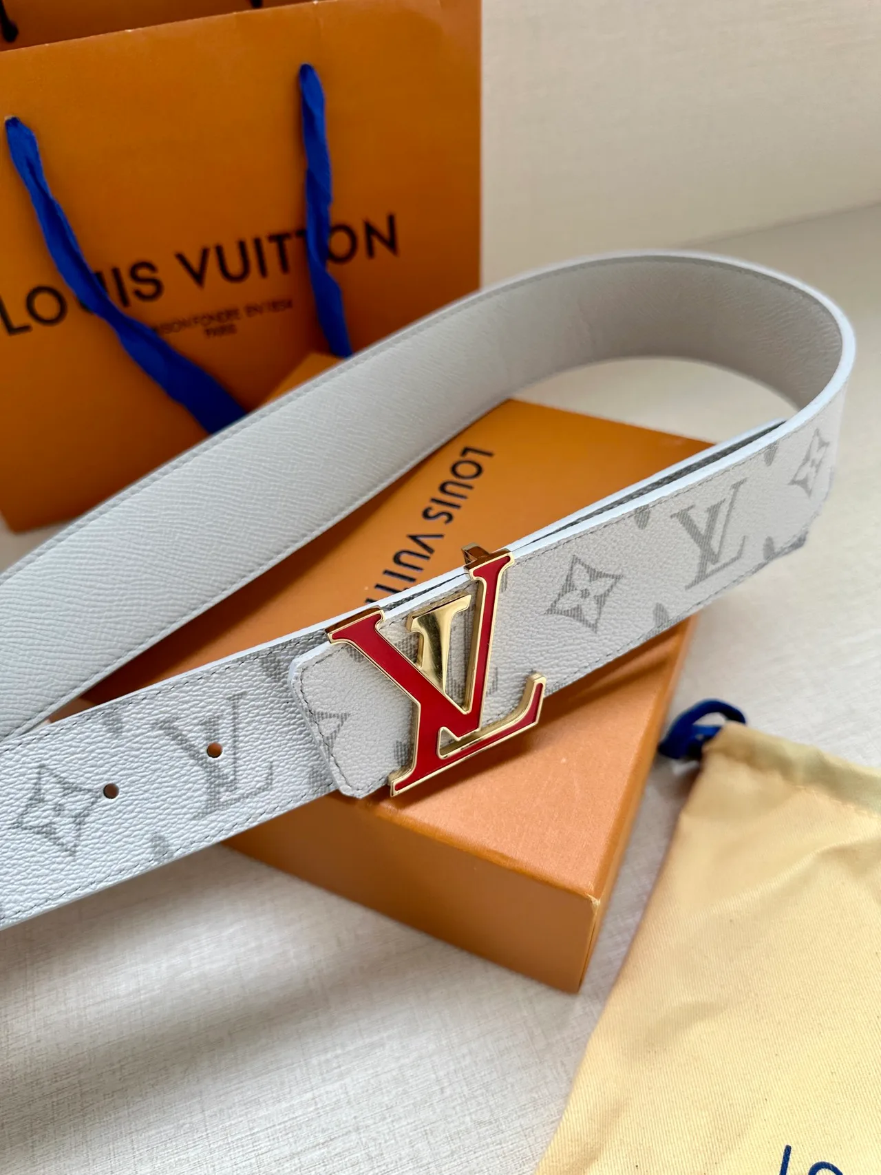 Louis Vuitton Canvas Glossy Belt in White · view 6