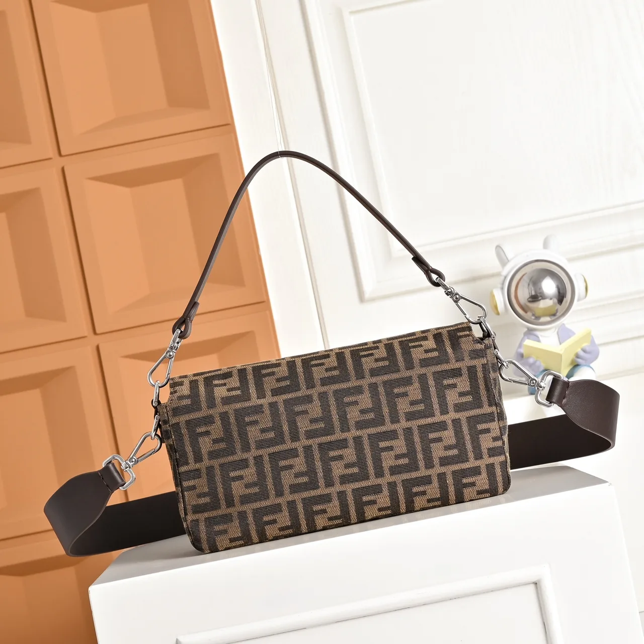 Fendi FF Monogram Baguette Bag in Brown · view 2
