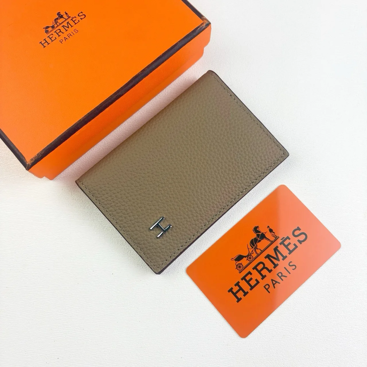 Hermes H-logo long wallet in Grey & Black & Brown & Blue & Orange & Green · view 1
