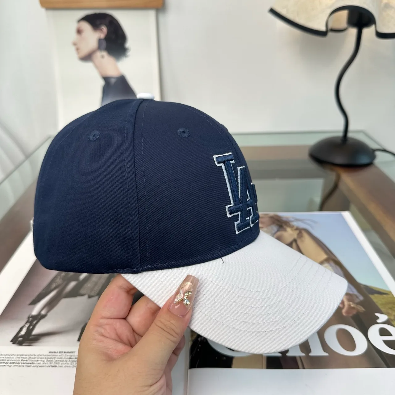 LA Letter Colorblock Baseball Cap in Grey & Brown & Black & Blue · view 7