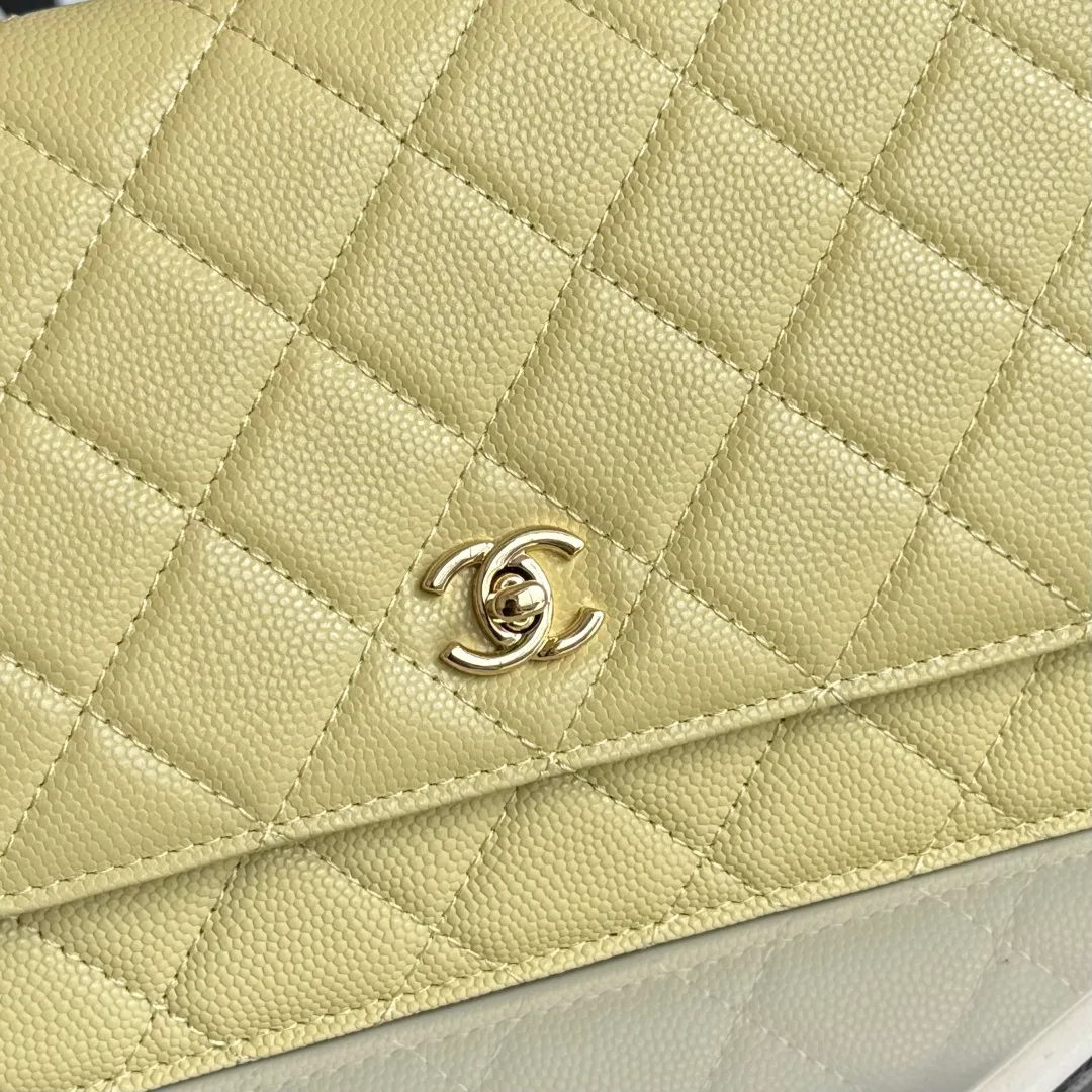 Chanel Calfskin Quilted Clutch in Yellow · view 6