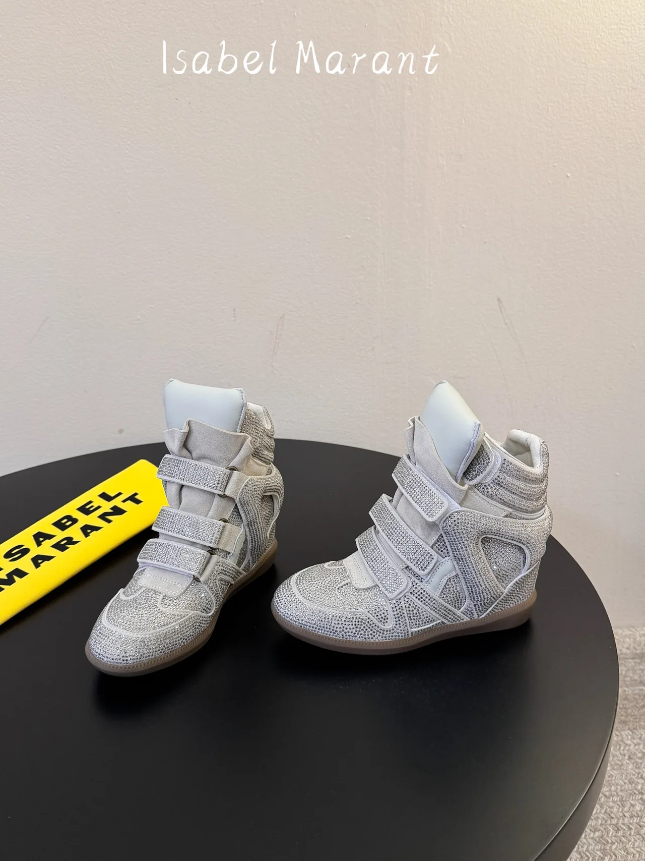 Isabel Marant Strap High-Top Sneakers in Grey · view 3