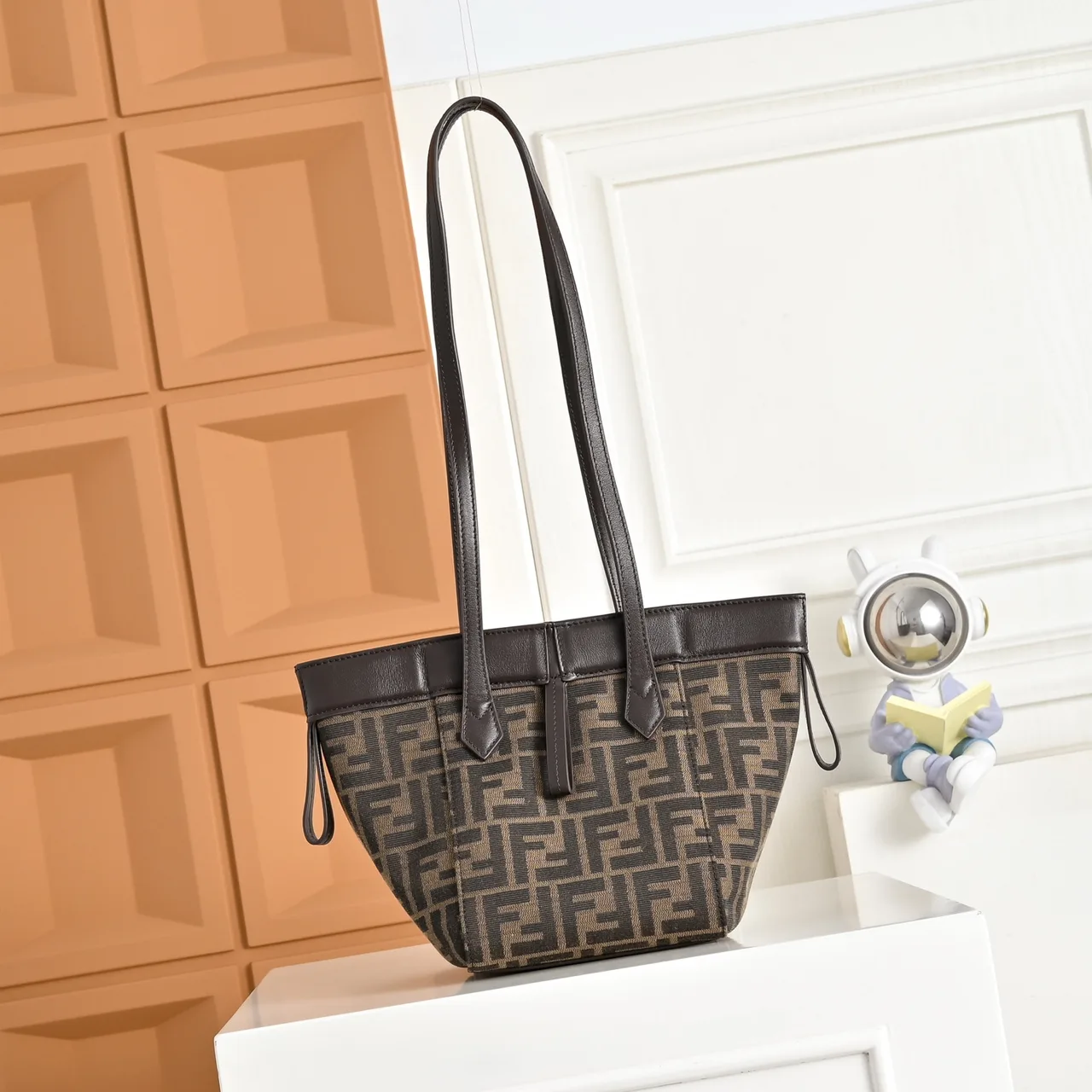 Fendi FF Monogram Long-Handle Shopper Tote in Brown · view 2