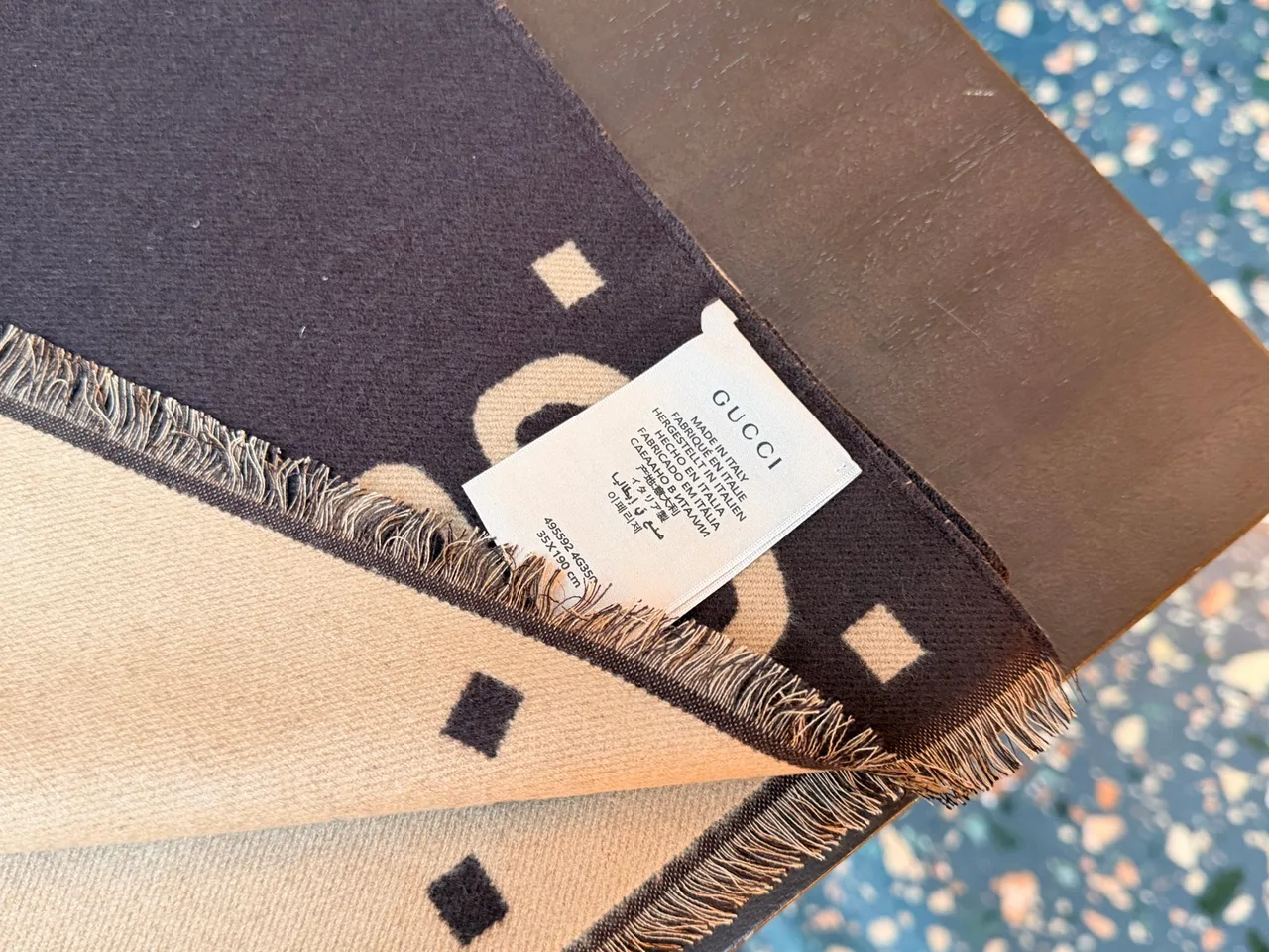 Gucci Reversible Scarf in Beige & Brown · view 3
