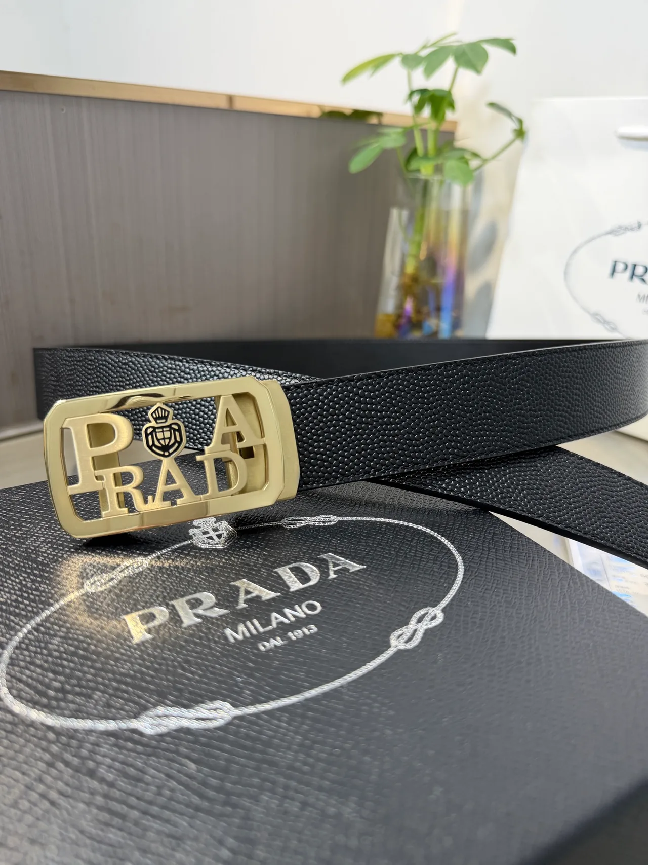 Prada Calfskin Belt in Black · view 3