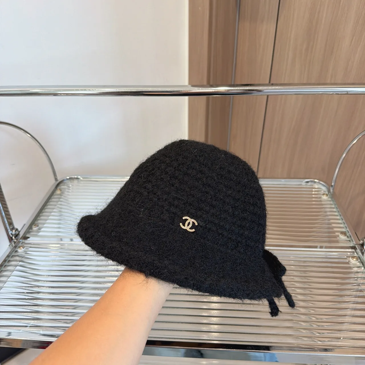 Chanel Knit Bucket Hat in Red & Black & Brown & Beige & White & Grey · view 2