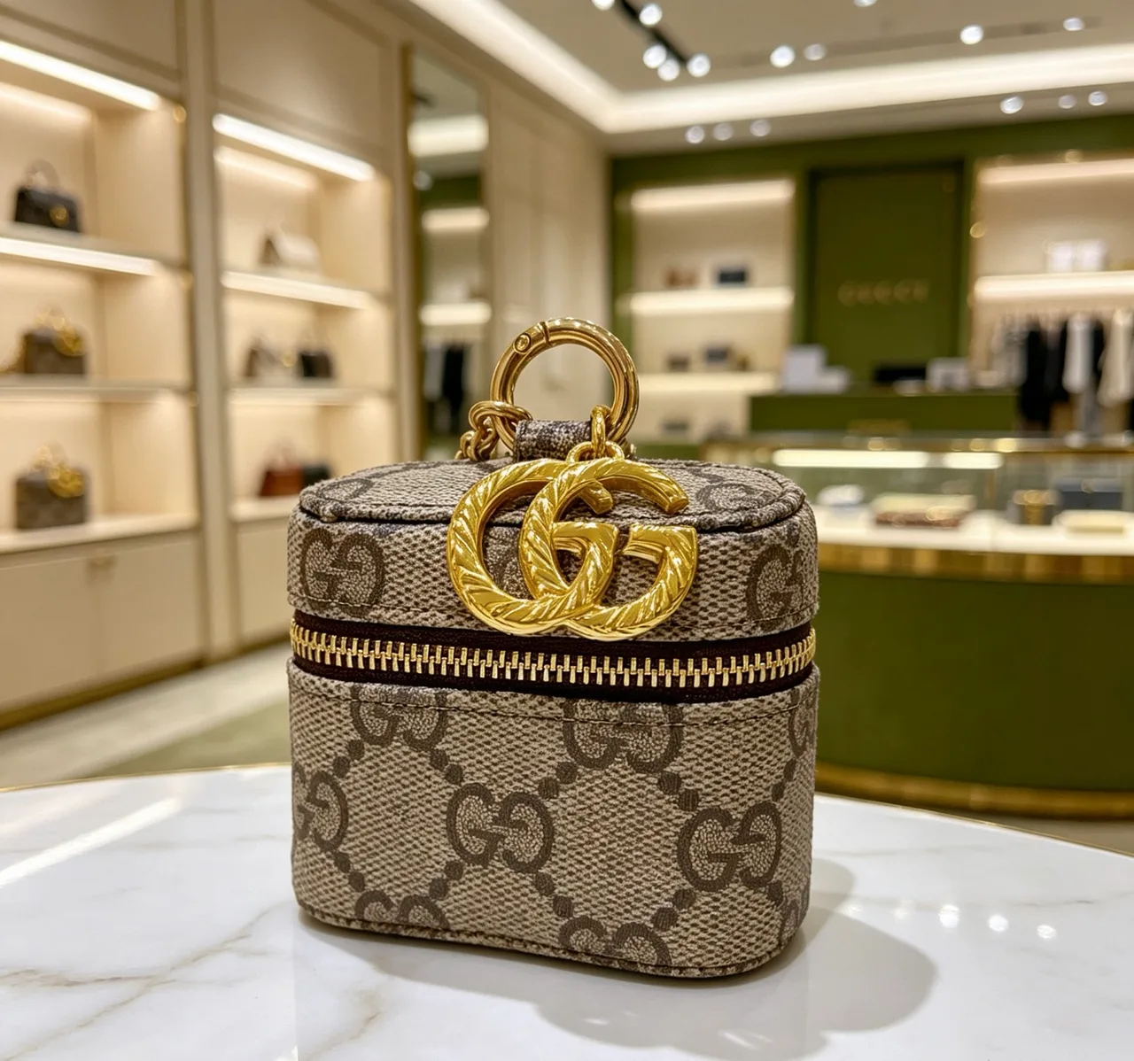 Gucci Mini Cylindrical Bag Charm in Beige · view 5
