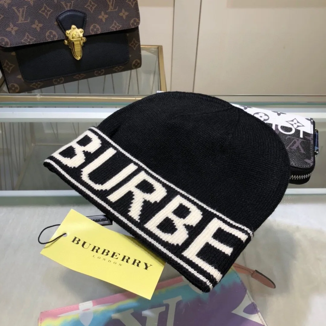 Burberry Lettered knit cap in Black & Grey & Orange & Blue & Pink · view 5