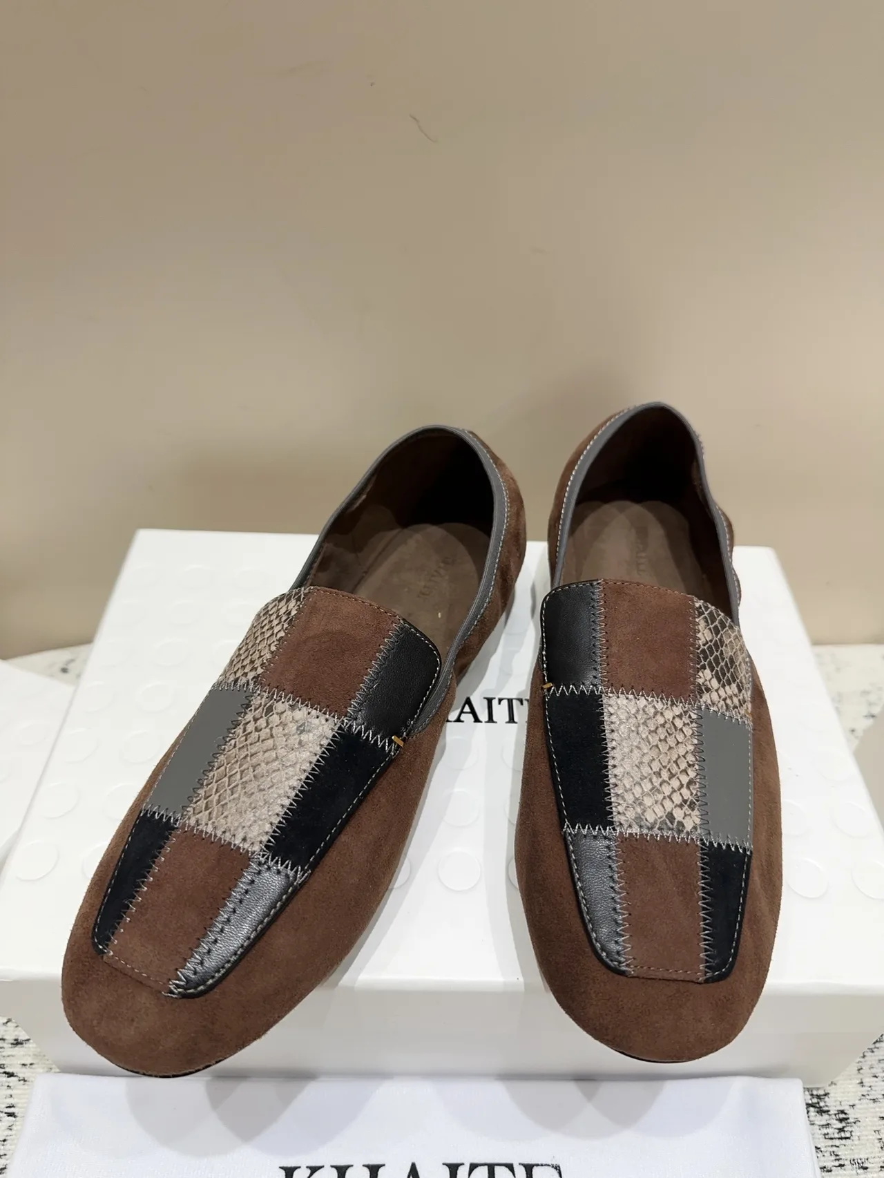 Khaite Sheepskin Round-Toe Loafers in Brown · view 2