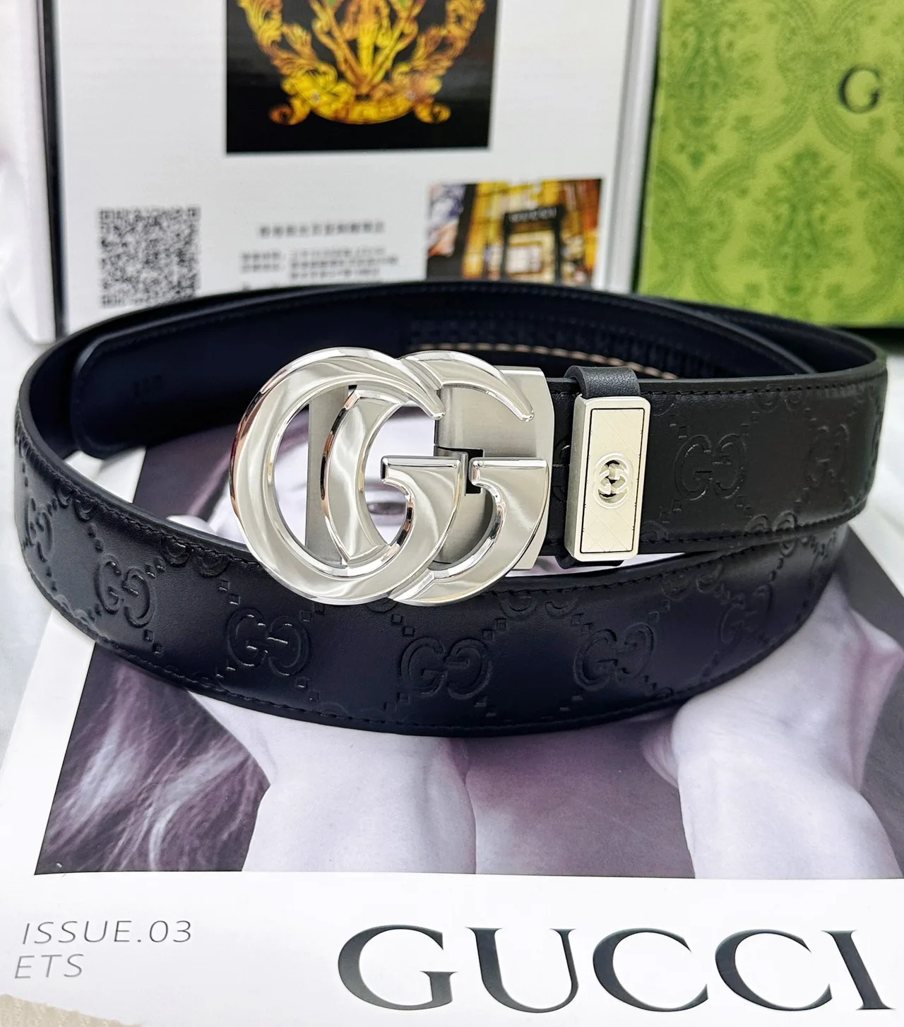 Gucci Calfskin Smooth Belt in Black · view 5