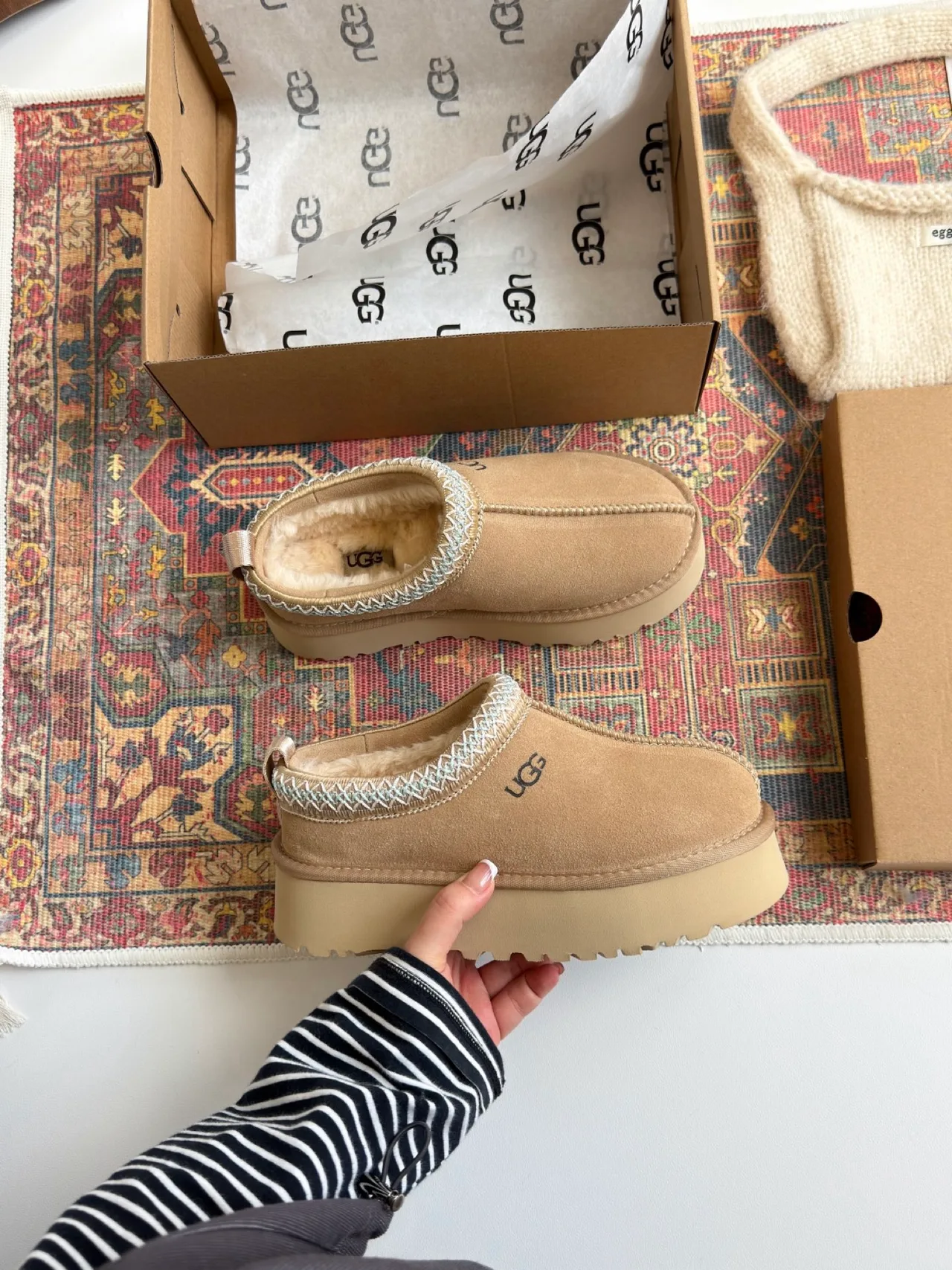 UGG Round-Toe Platform Mules in Beige · view 4