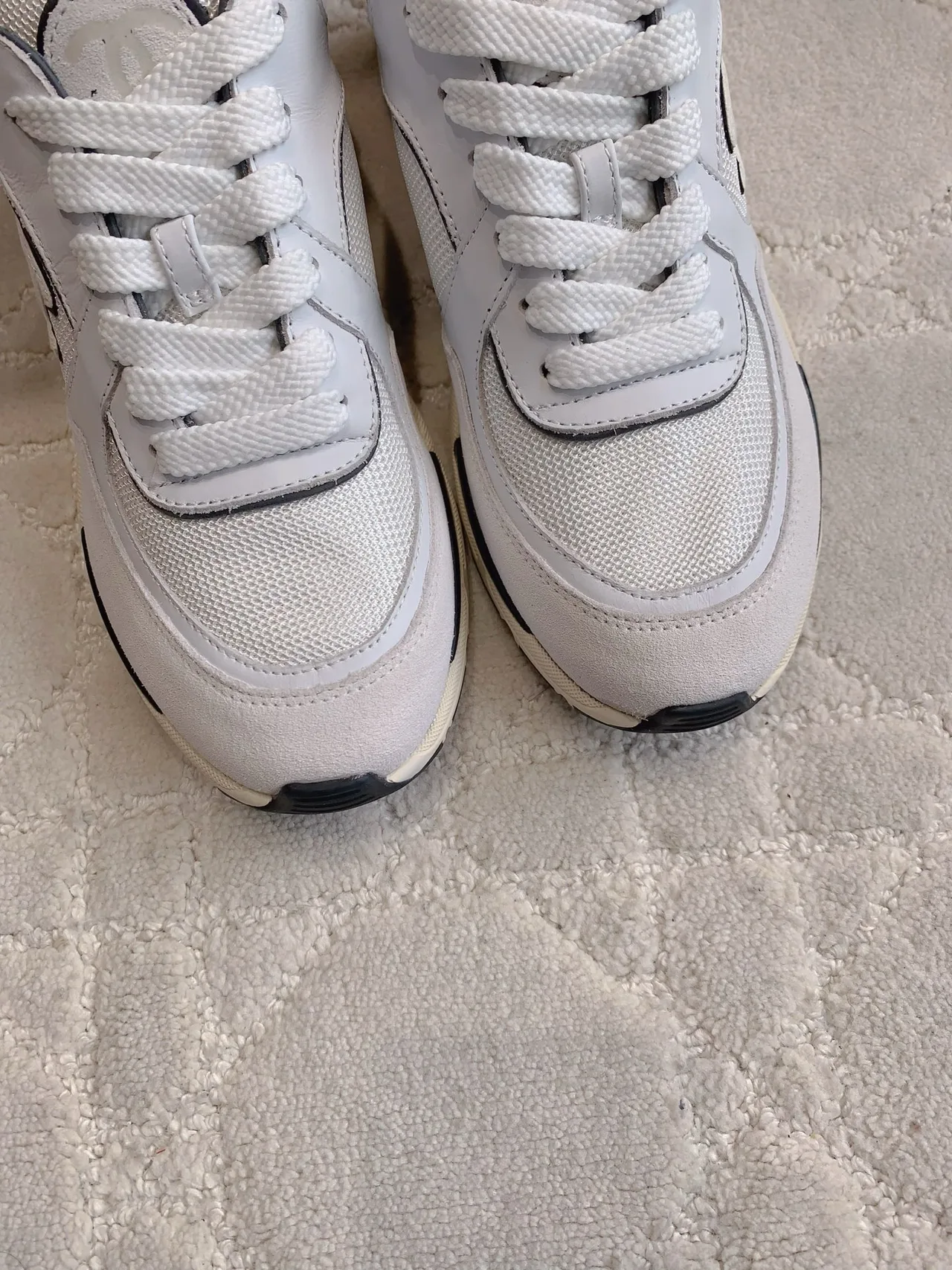 Chanel Quilted Sneakers in White · view 7