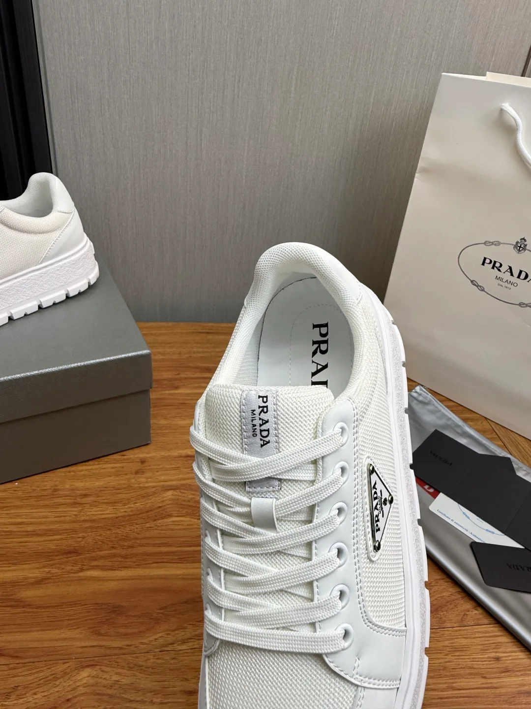 Prada Cowhide Sneakers in White · view 8
