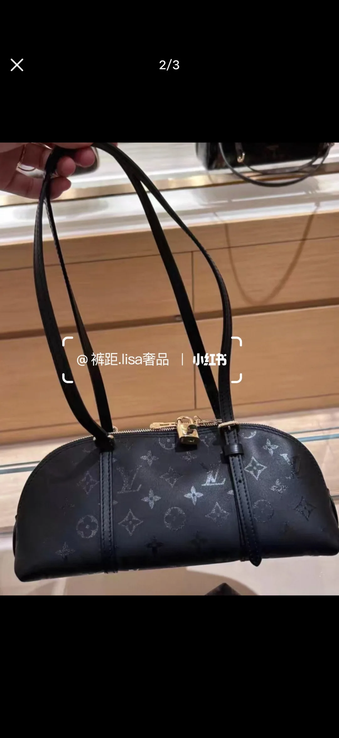 Louis Vuitton Glossy Bowling Shoulder Bag in Black · view 3