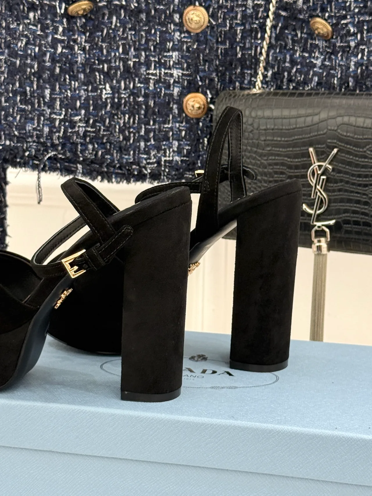 Prada Denim Sandals in Black · view 6