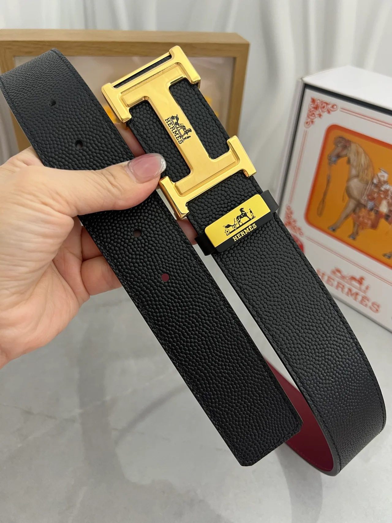 Hermes Reversible Belt in Black · view 3