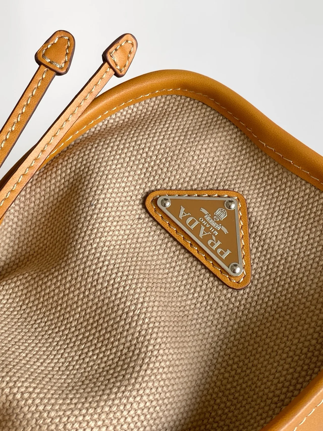 Prada Canvas Flap Shoulder Bag in Beige · view 6