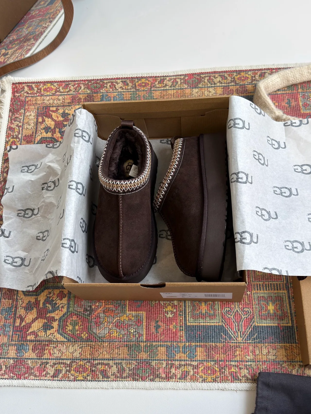 UGG Woven Suede-Look Slippers in Brown · view 6