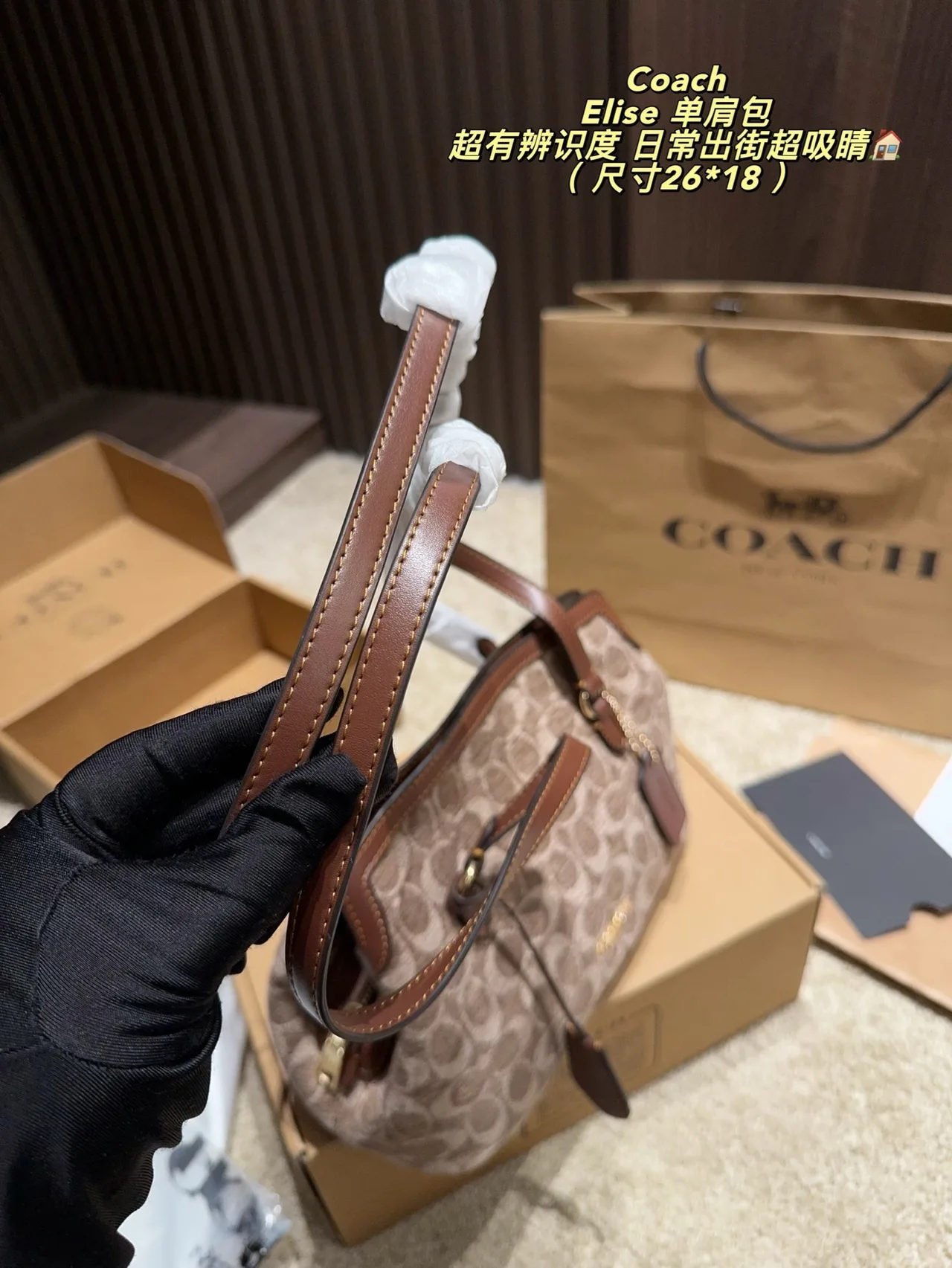 Coach Leather Smooth Shoulder Bag in Beige · view 8