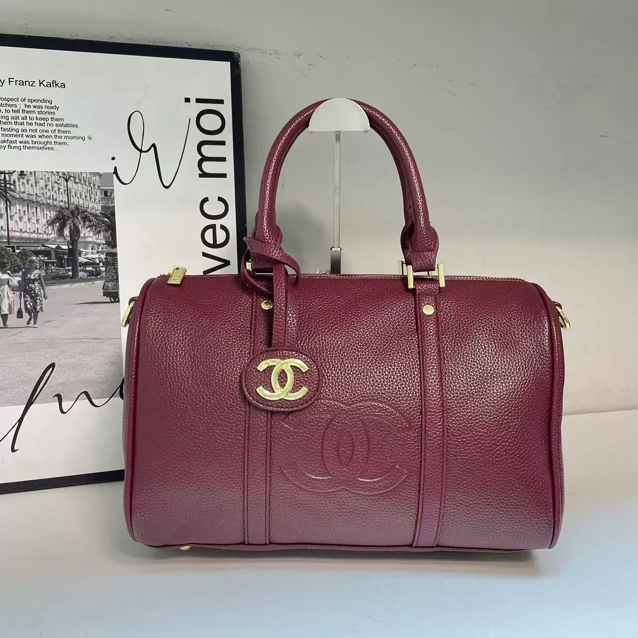 Chanel Pillow CC bowling handbag in Blue & Pink & Beige & Burgundy & Yellow & Cream & Brown & Black · view 4