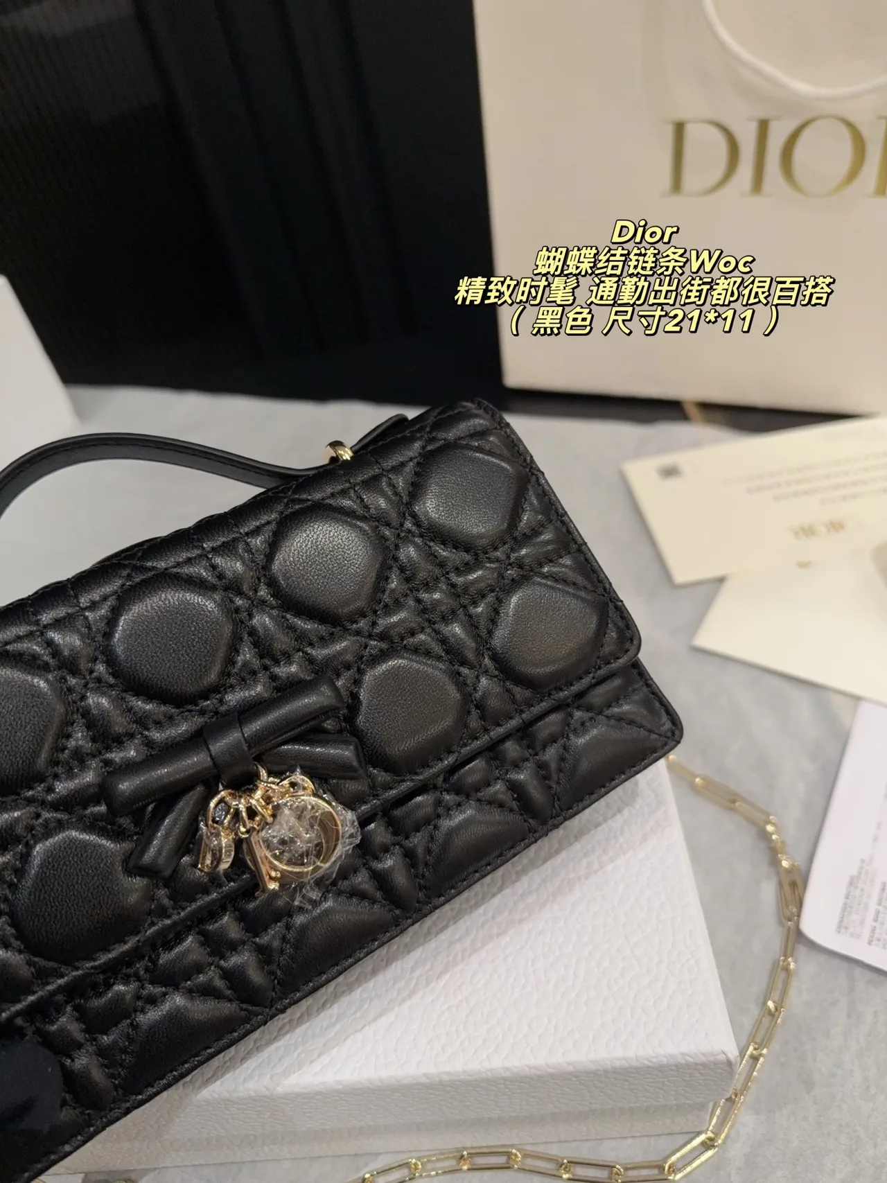 Dior Chain Wallet in Black · view 3