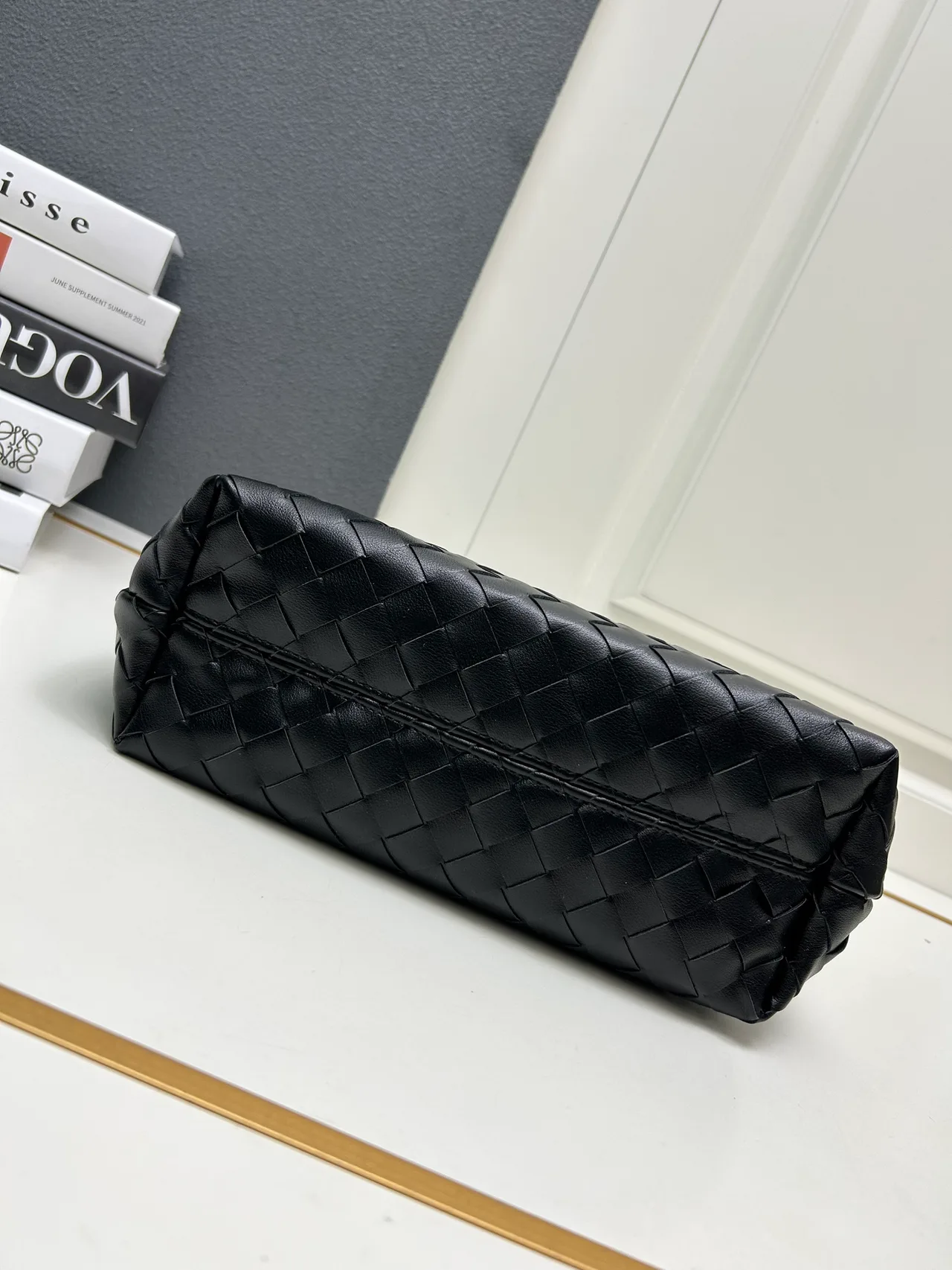 Bottega Veneta Quilted Woven Chain Tote in Black · view 7