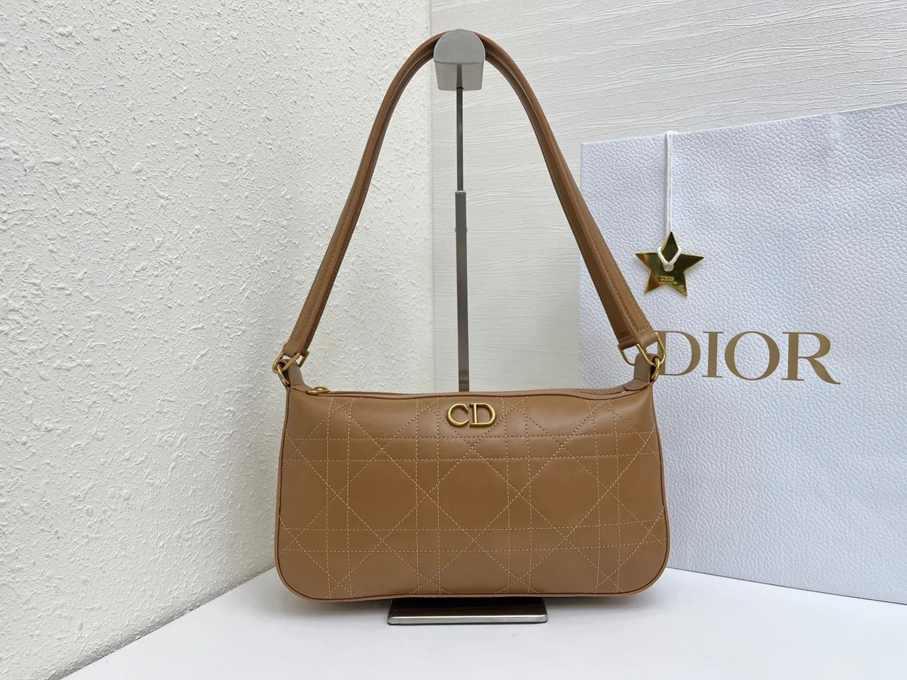 Dior Quilted Hobo Bag in Tan · view 1