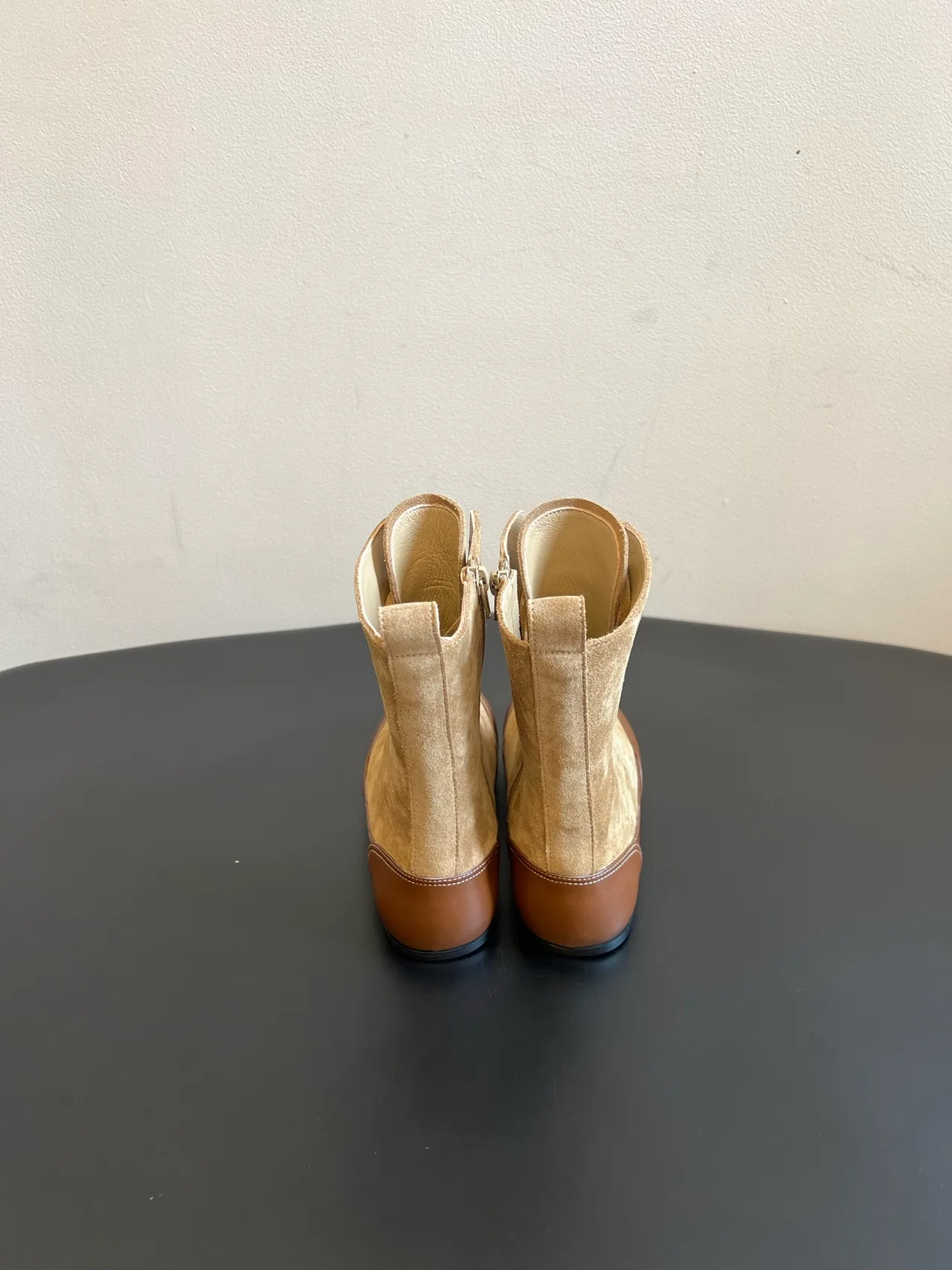 Suede-Look Side-Zip Lace-Up Boots in Brown · view 4