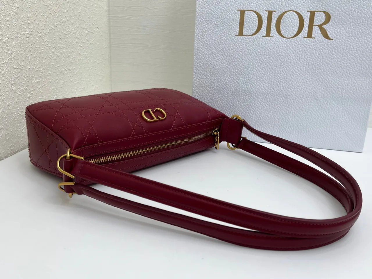 Dior Quilted Hobo Bag in Burgundy · view 5