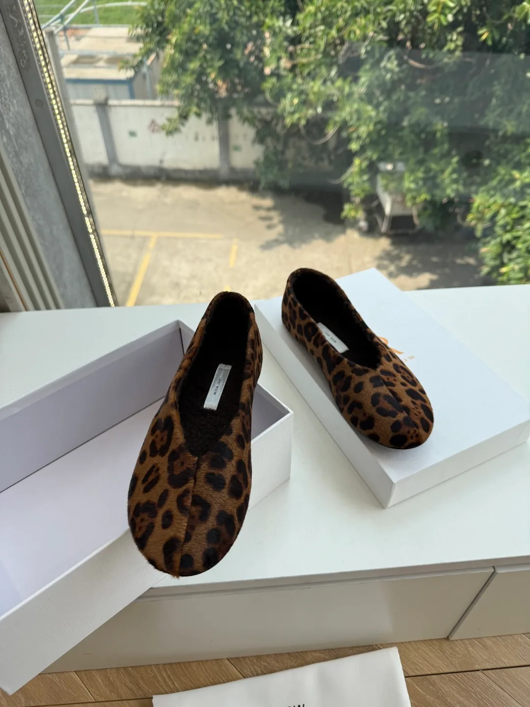 The Row Cowhide Smooth Round-Toe Loafers in Brown · view 3