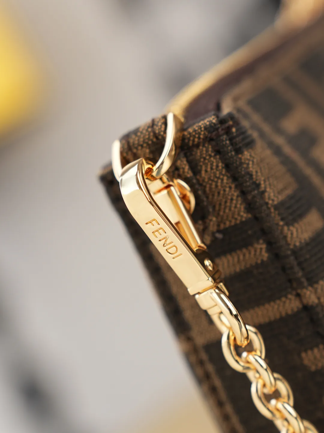 Fendi Baguette Denim Clutch in Brown · view 7