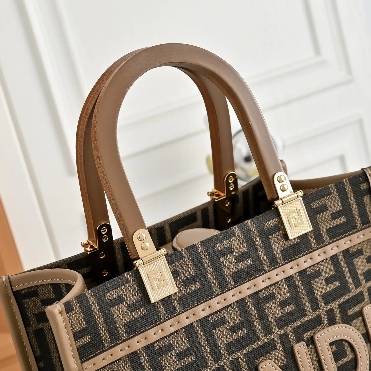 Fendi FF Monogram Logo-Letter Top-Handle Tote in Brown · view 4
