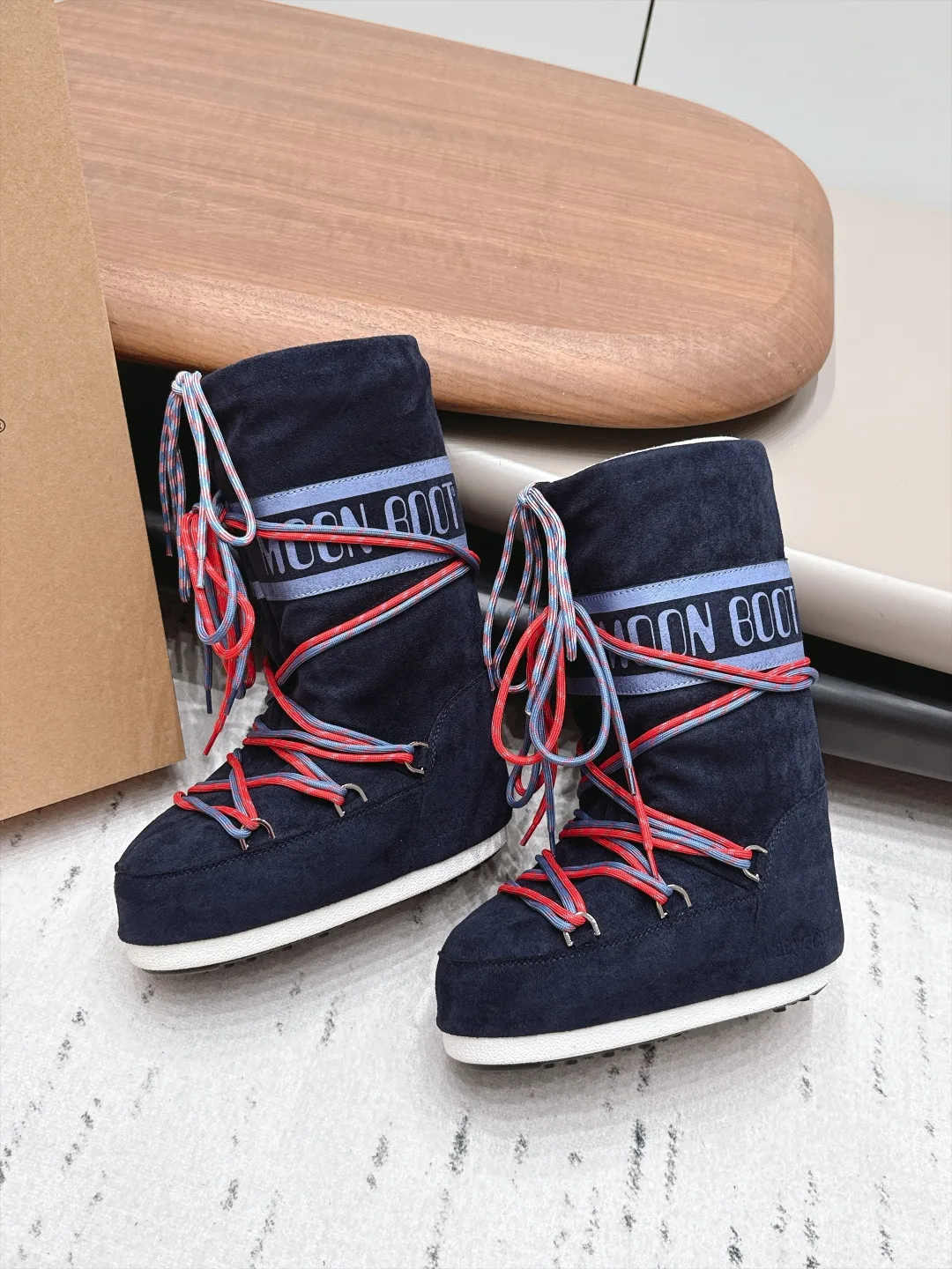 Moon Boot Lace-Up Snow Boots in Blue · view 4