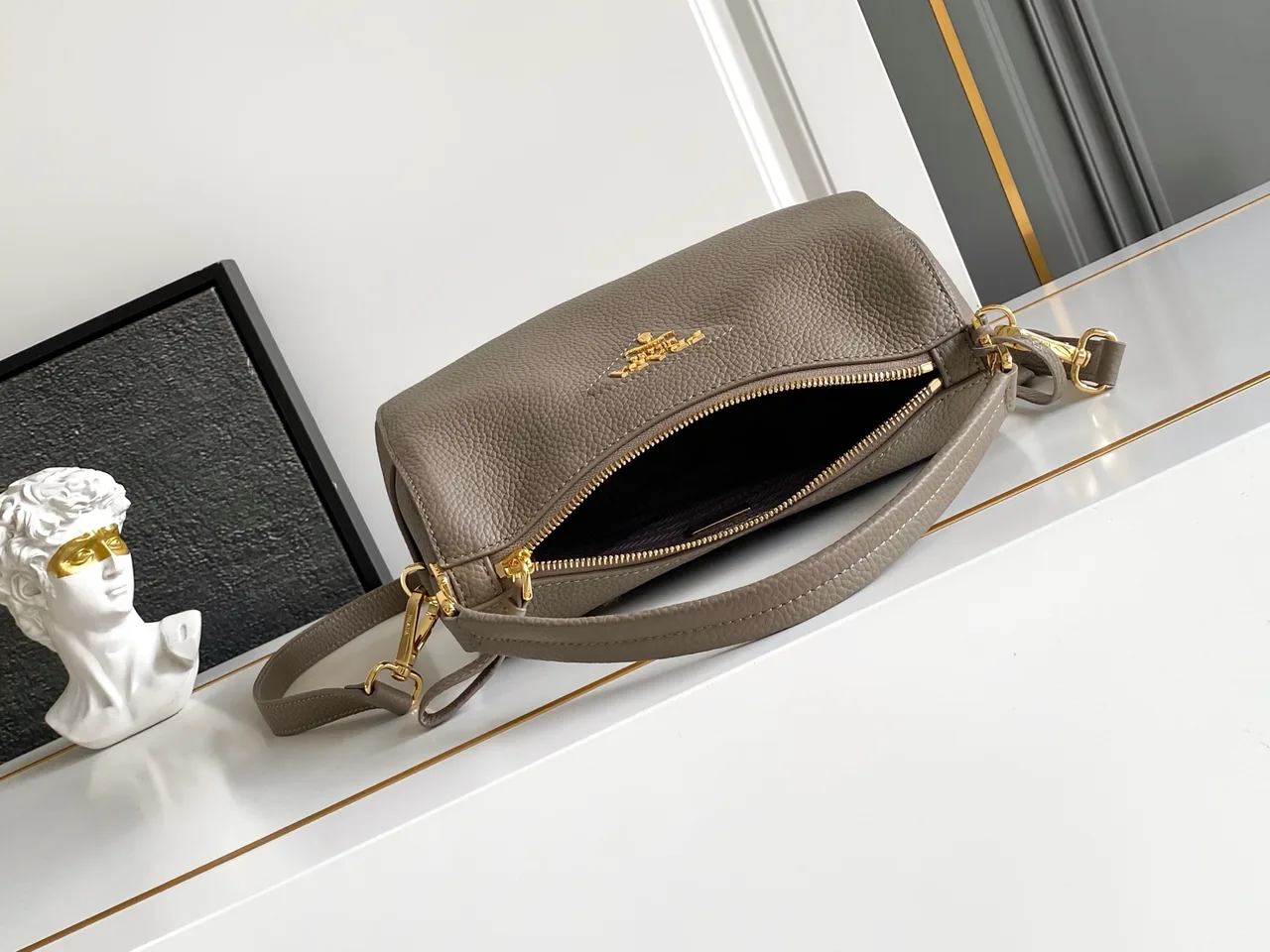 Prada Calfskin Hobo Bag in Grey · view 5